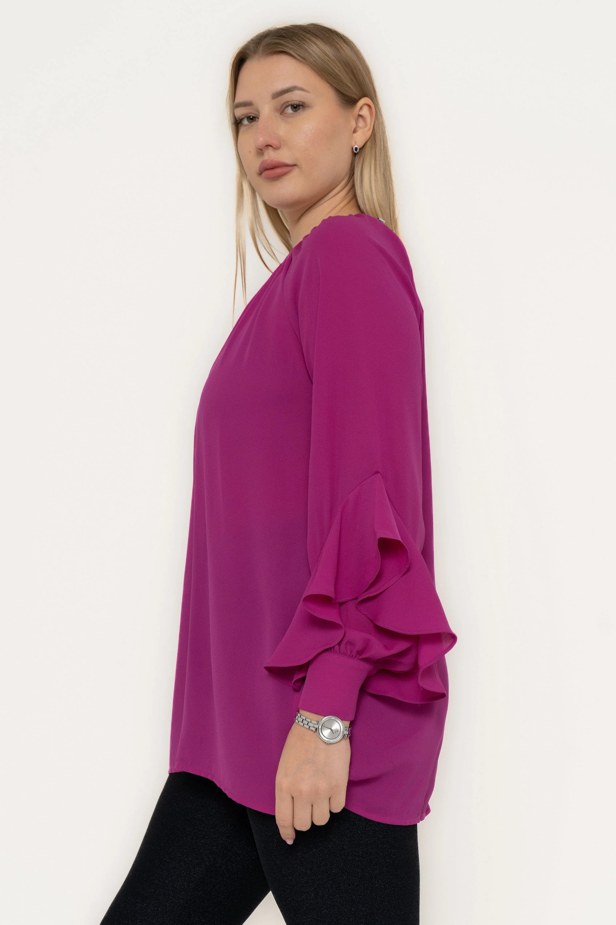Long Sleeve Ruffled Blouse - Image 2