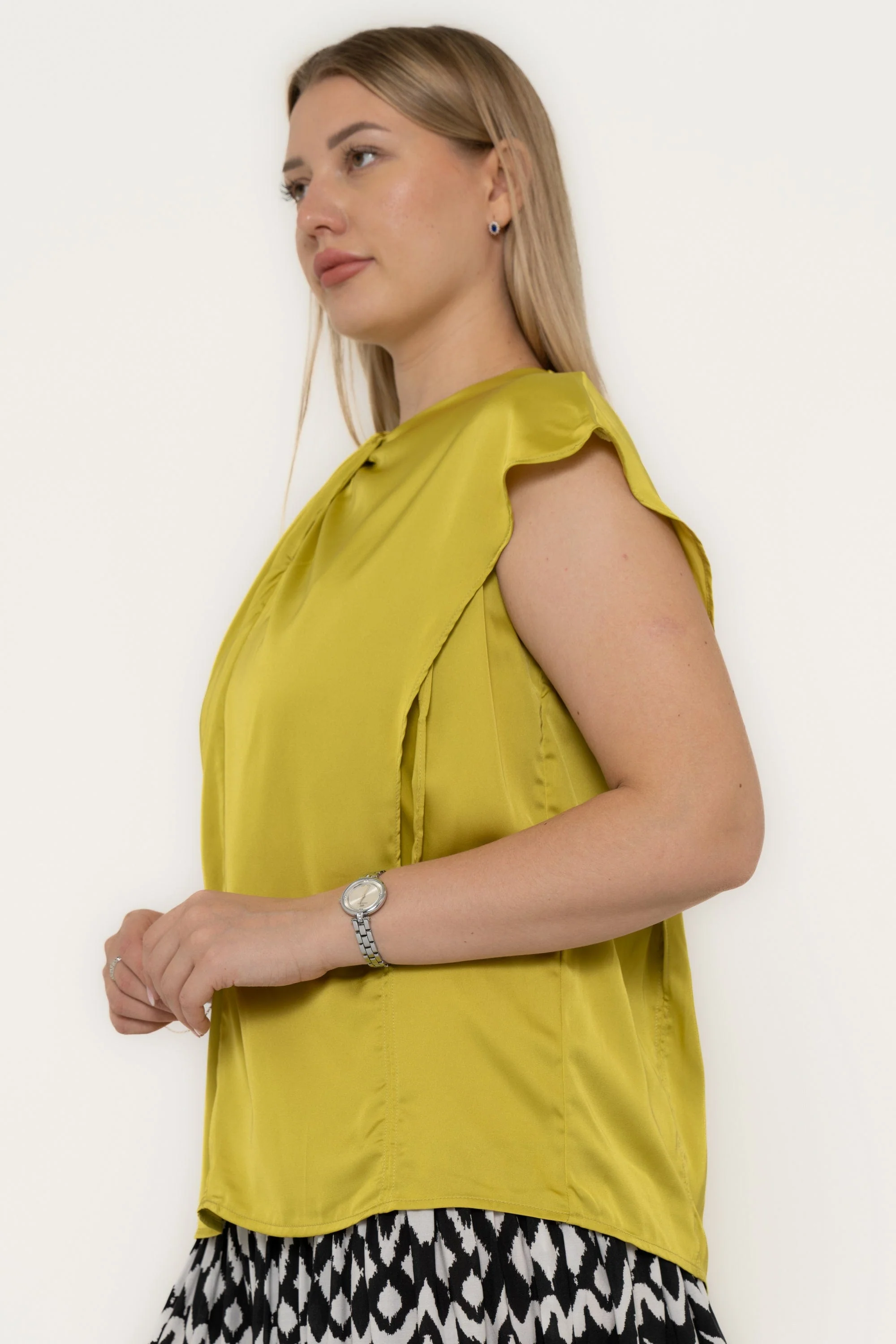 Plain Satin Sleeveless Blouse - Image 3
