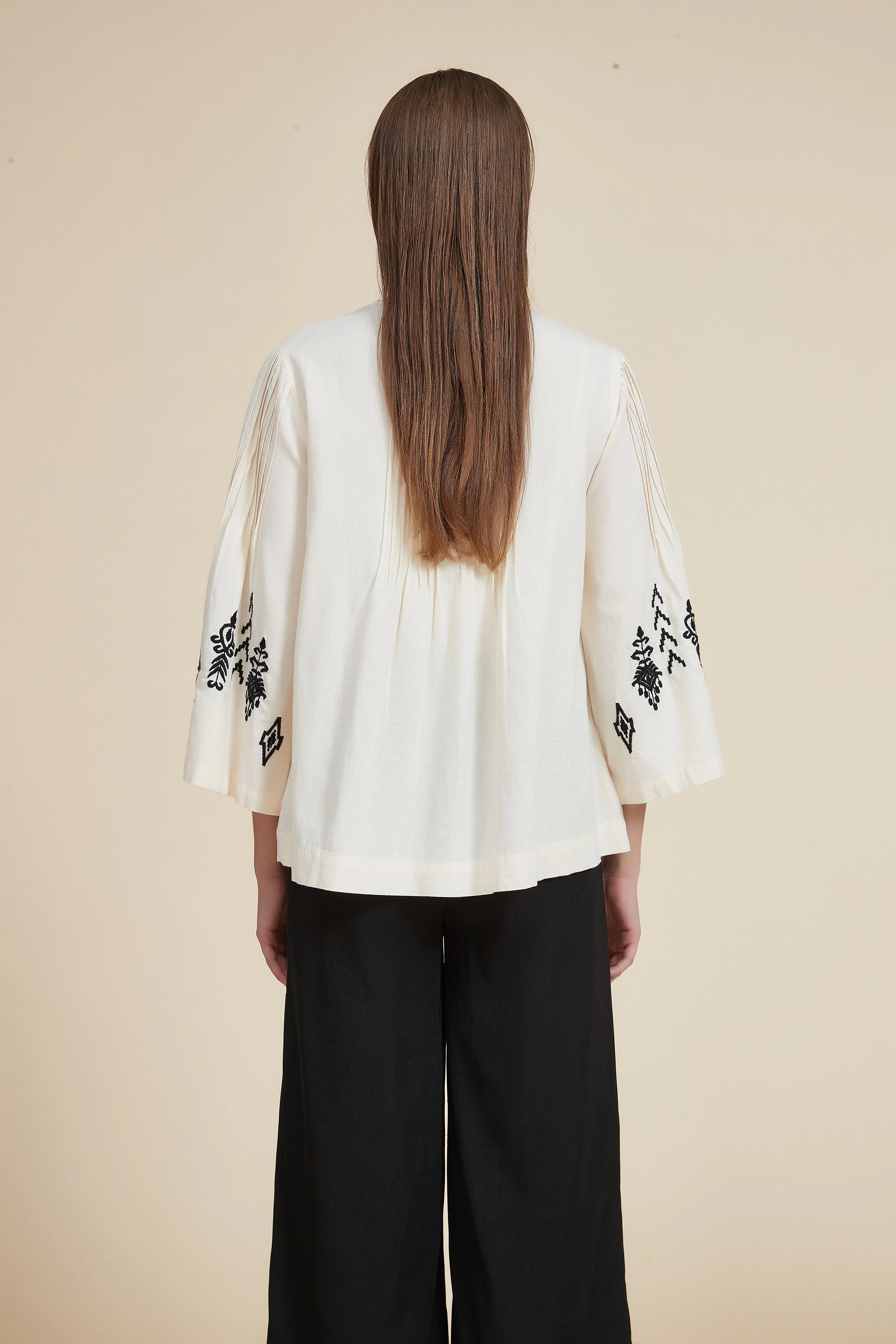 Pleated blouse with wide sleeves - Image 7