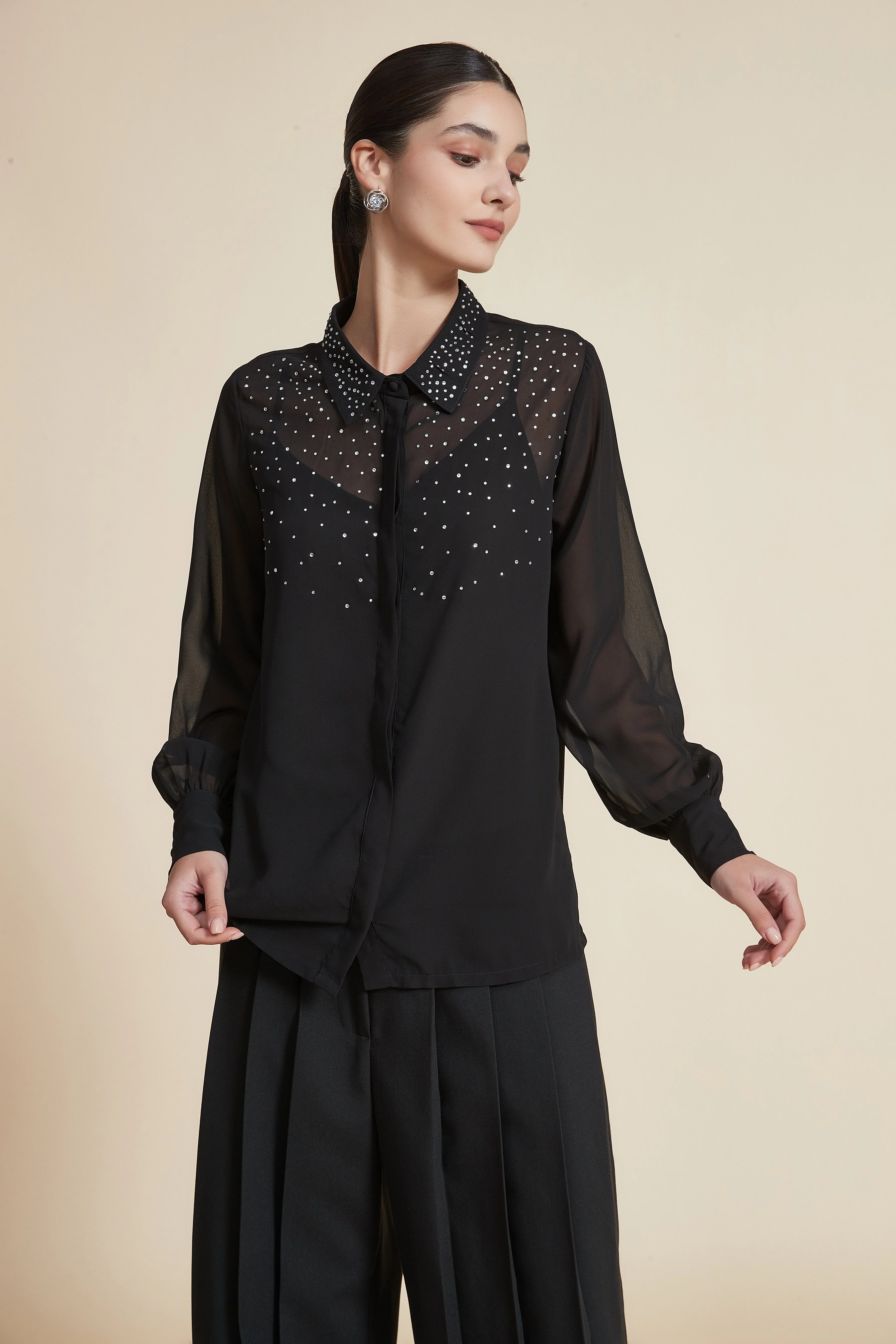 Long Sleeve Solid Blouse
