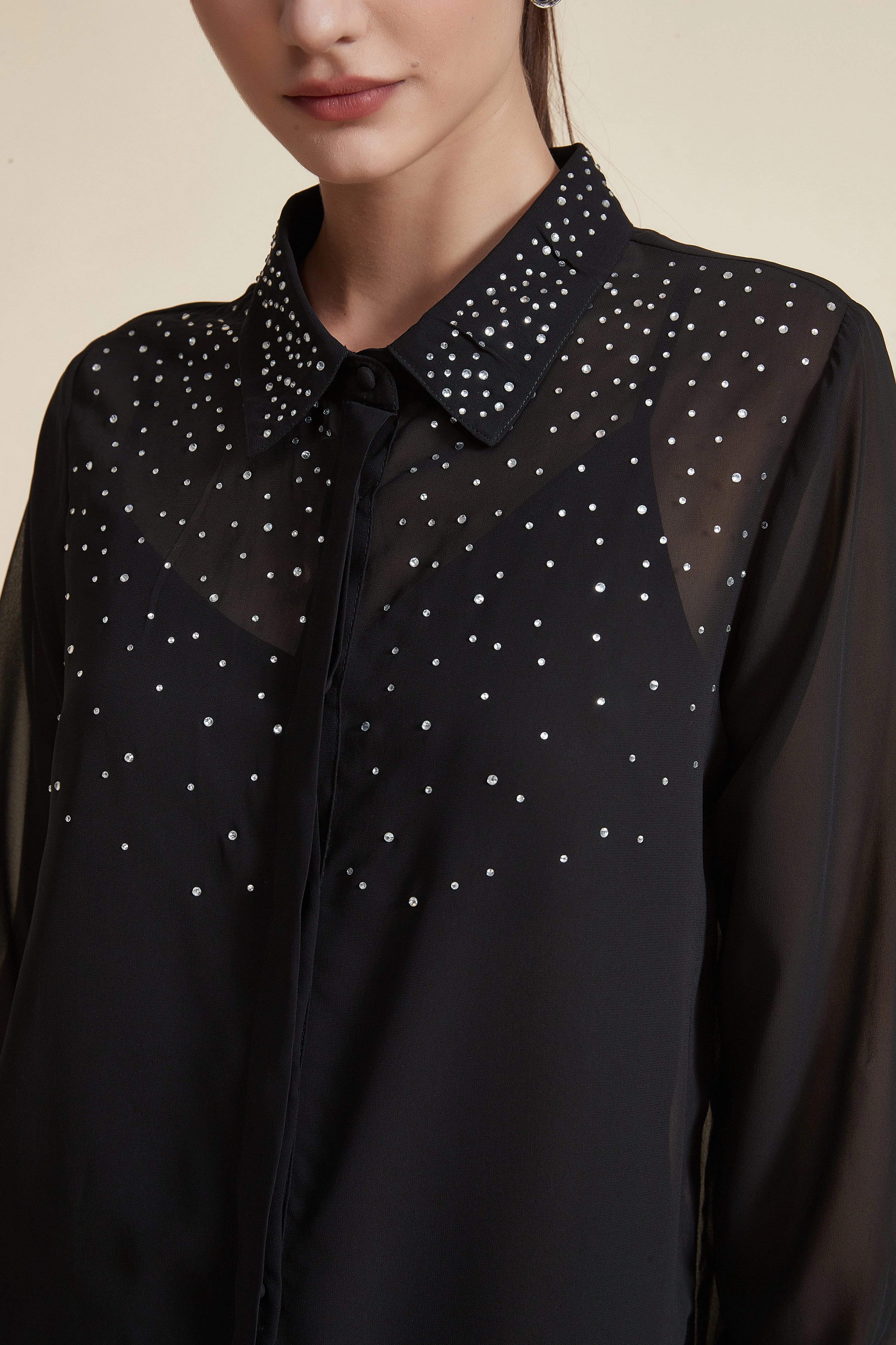Long Sleeve Solid Blouse - Image 5