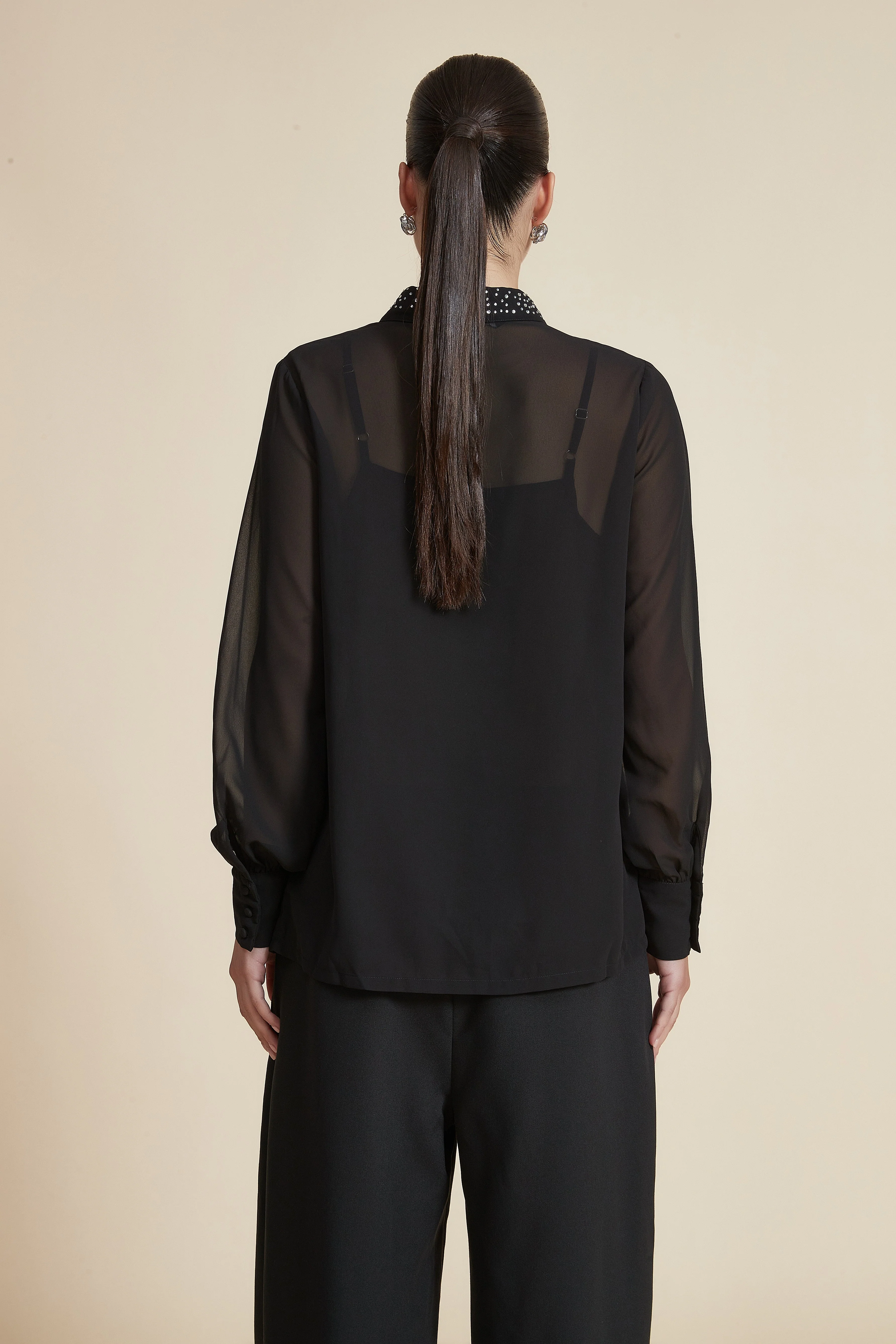 Long Sleeve Solid Blouse - Image 6