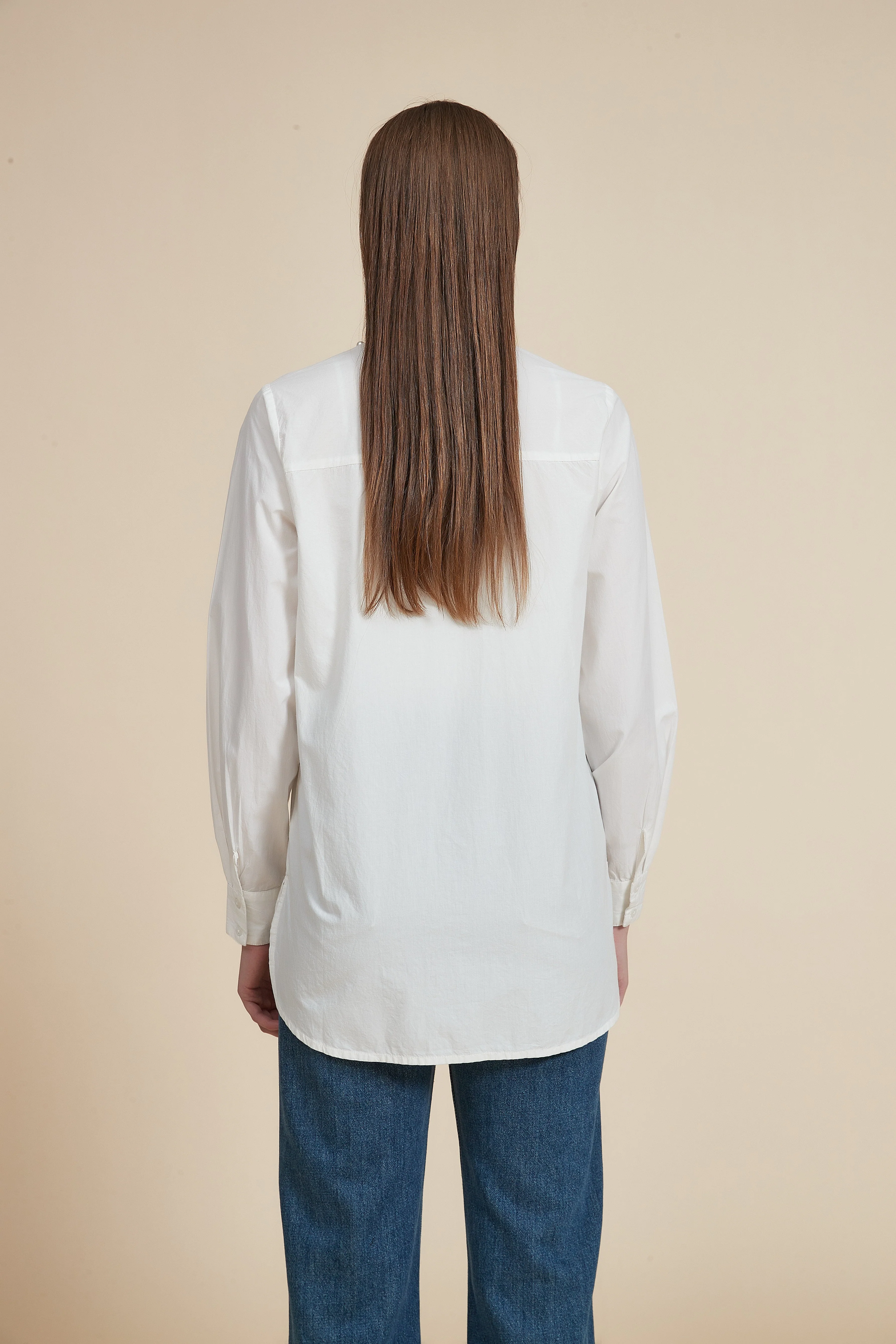 Embroidered Long Sleeve Shirt-Length Blouse - Image 3