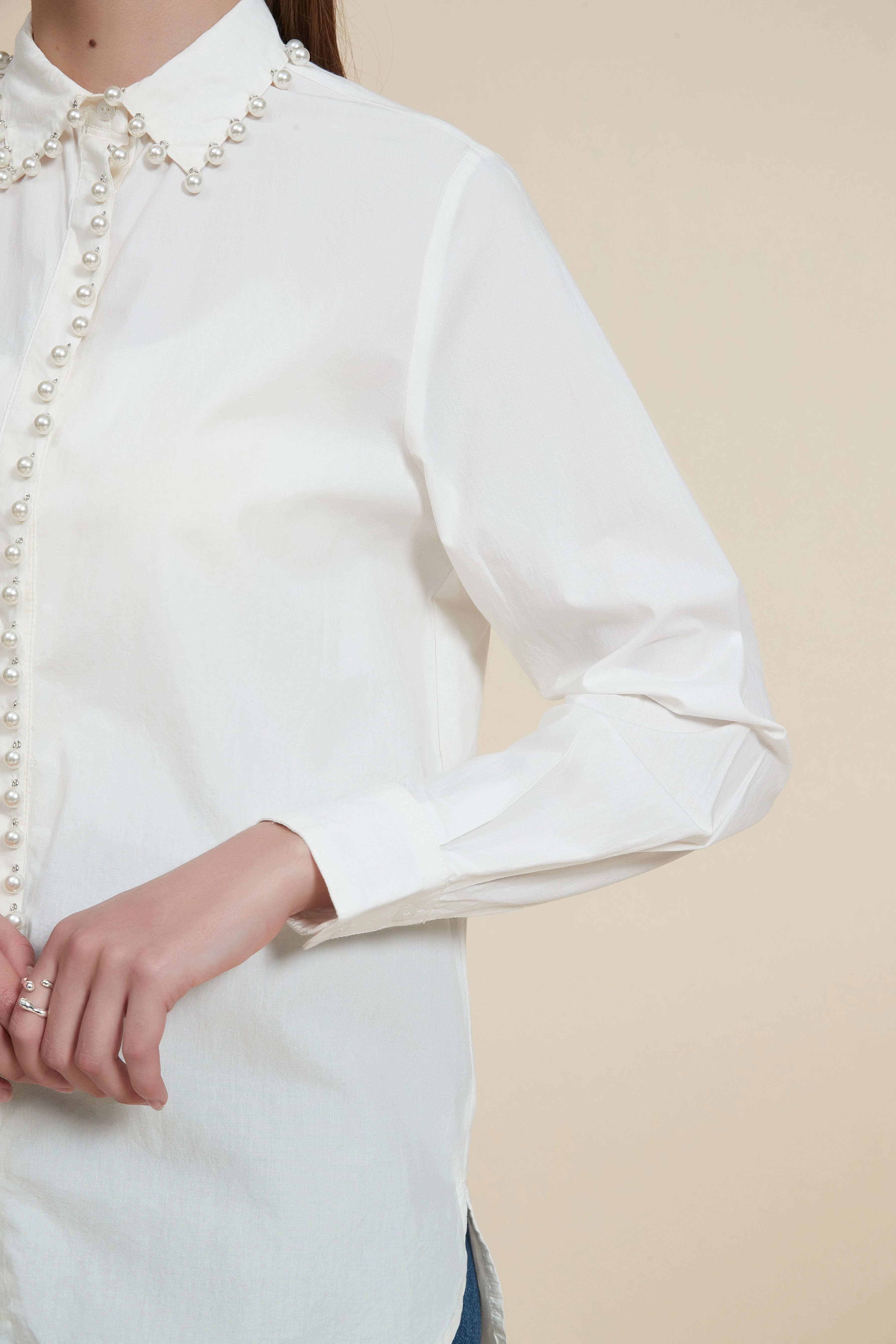 Embroidered Long Sleeve Shirt-Length Blouse - Image 4