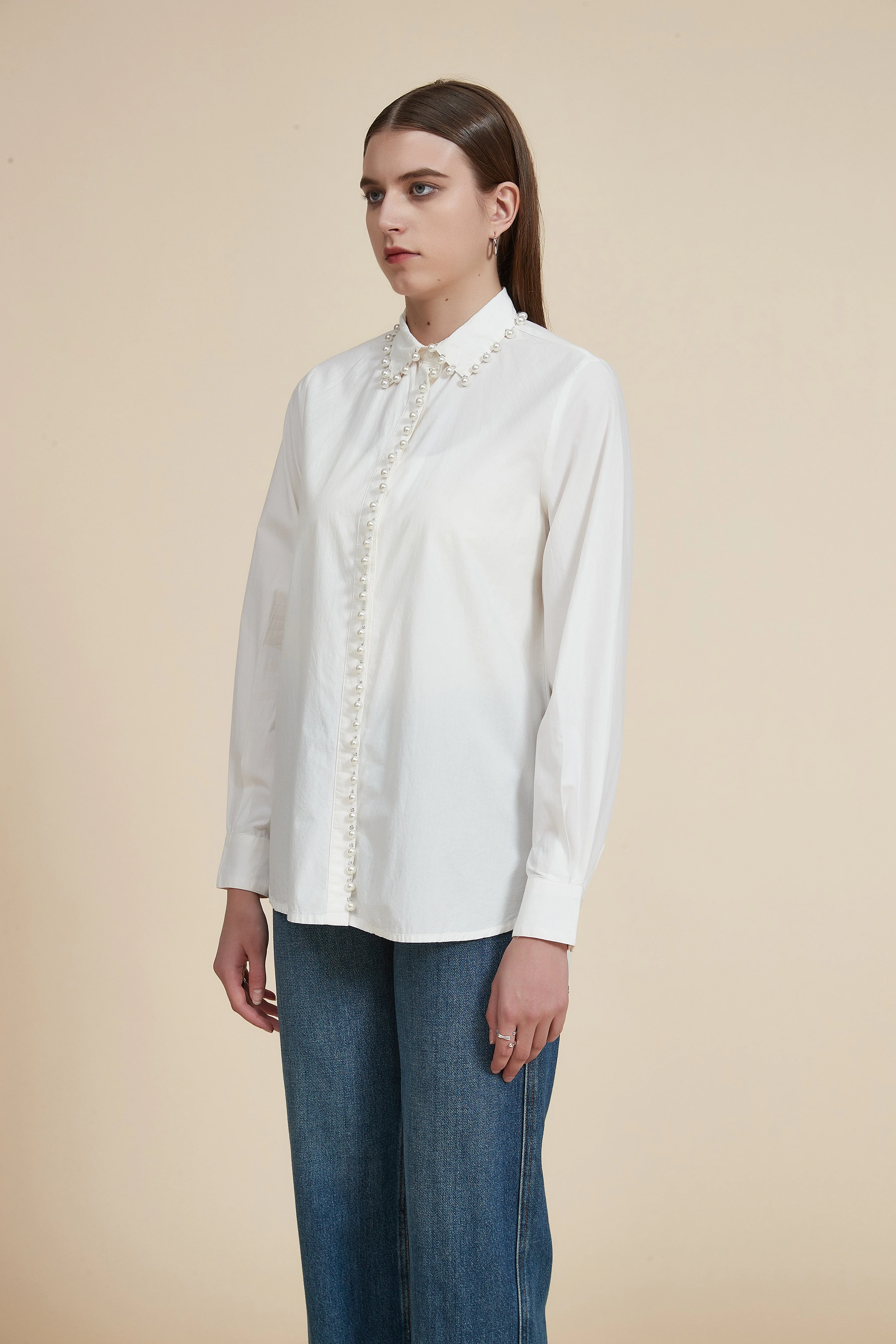 Embroidered Long Sleeve Shirt-Length Blouse - Image 6