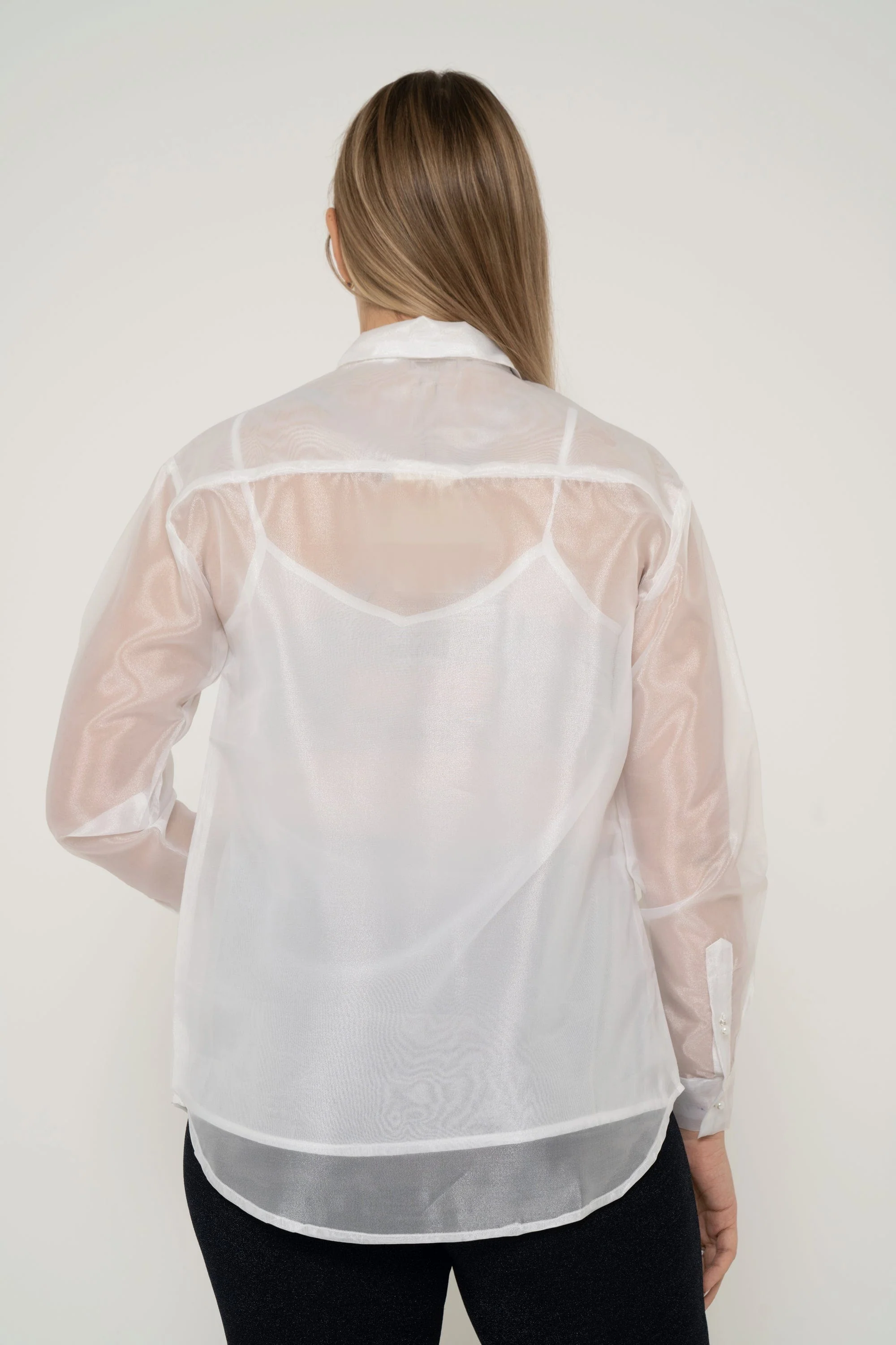 Solid Color Chiffon Blouse With Front Buttons - Image 4