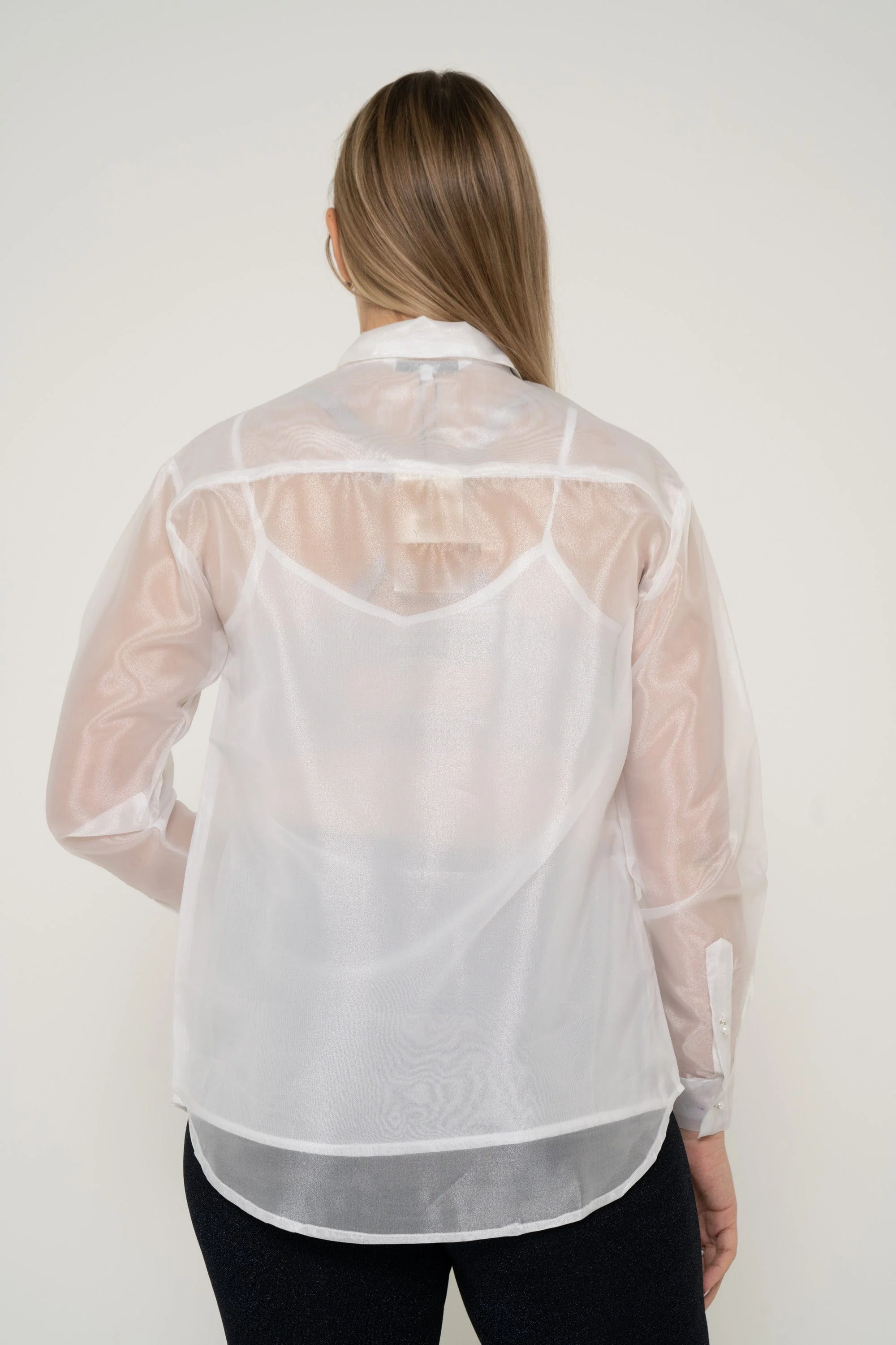 Solid Color Chiffon Blouse With Front Buttons - Image 5