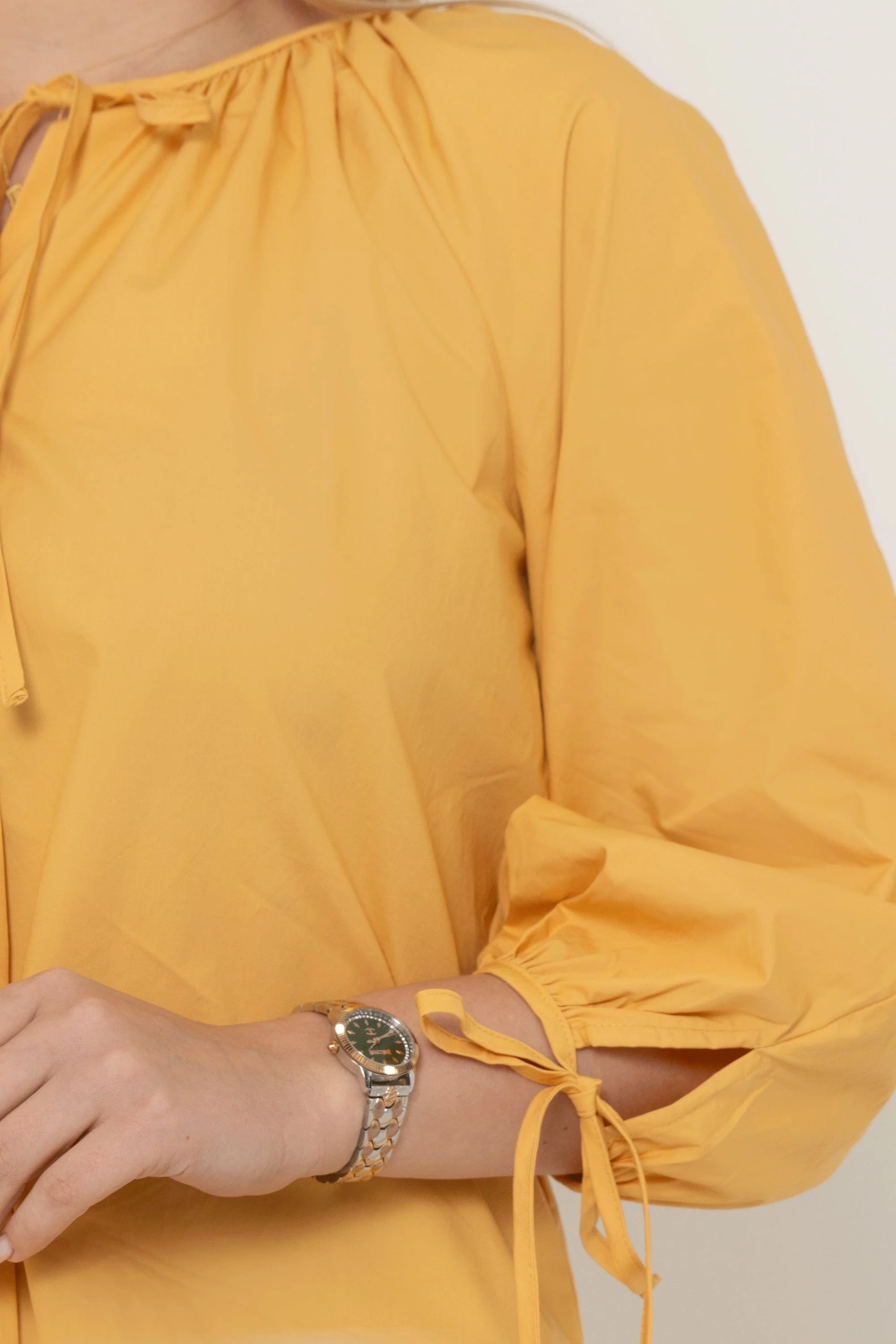 Solid Color Blouse With Heart-Shaped Buttons, Long Sleeves - Image 6