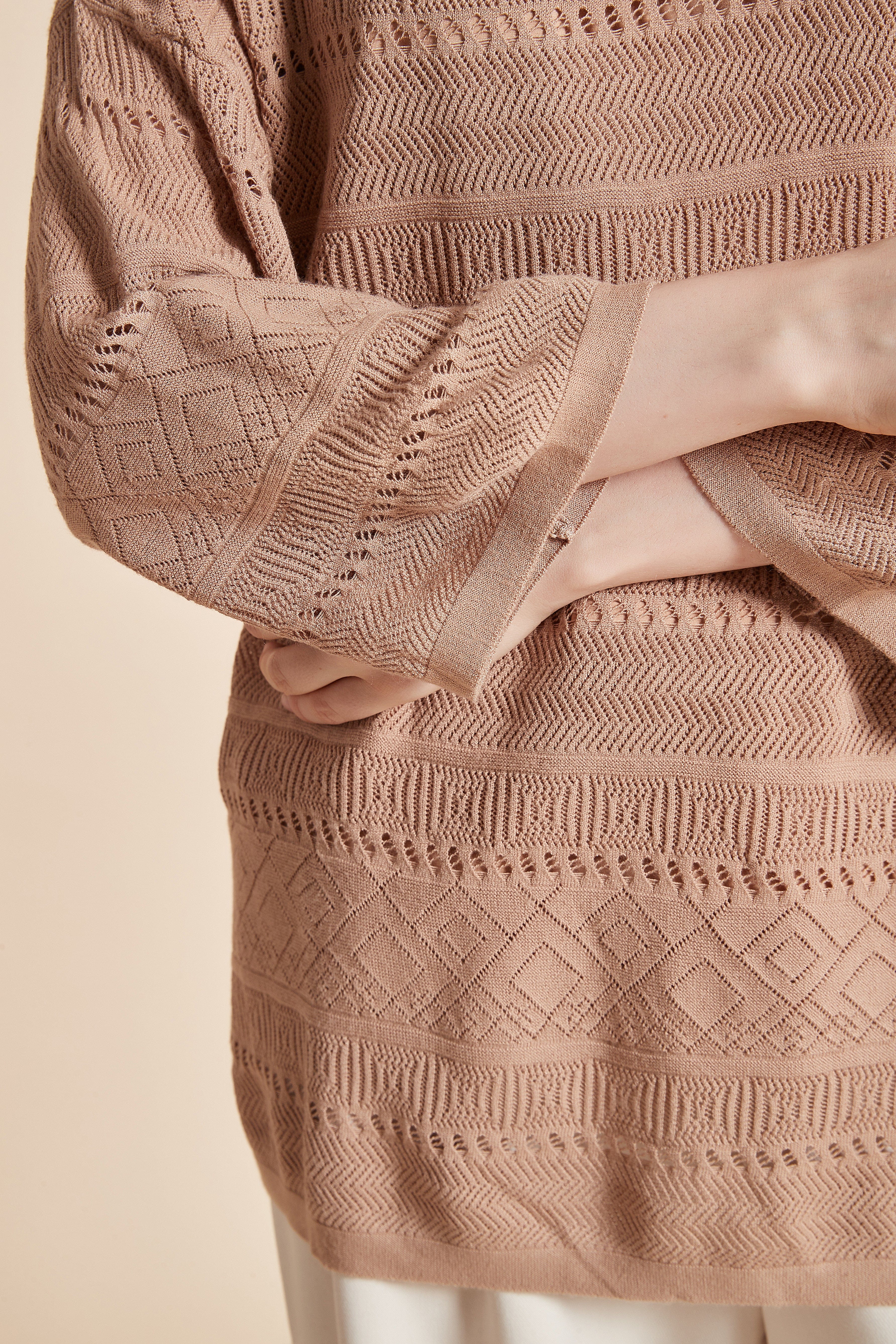 Long 3/4 Sleeve Eyelet Blouse - Image 6
