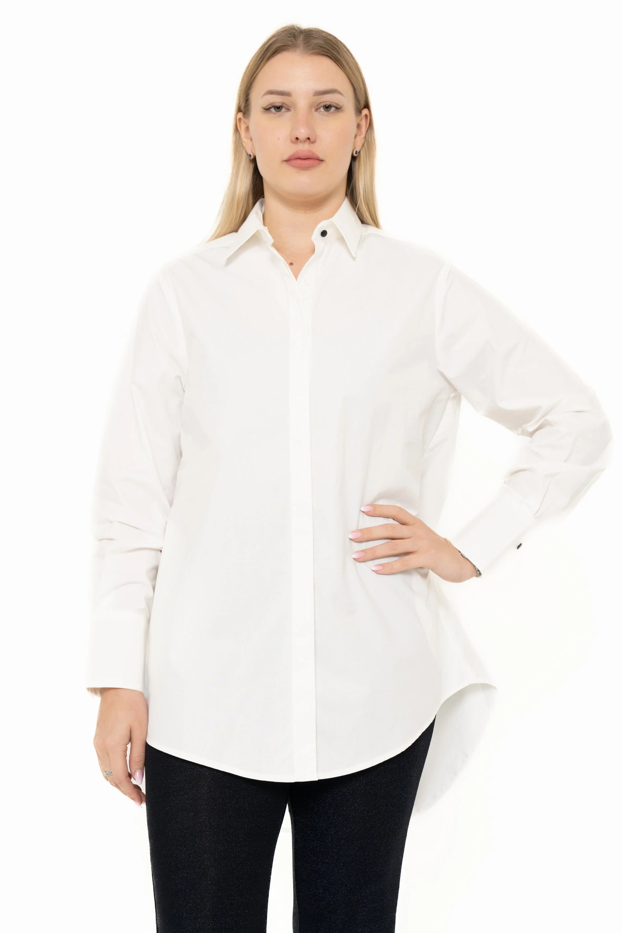 Long Sleeve Plain Blouse