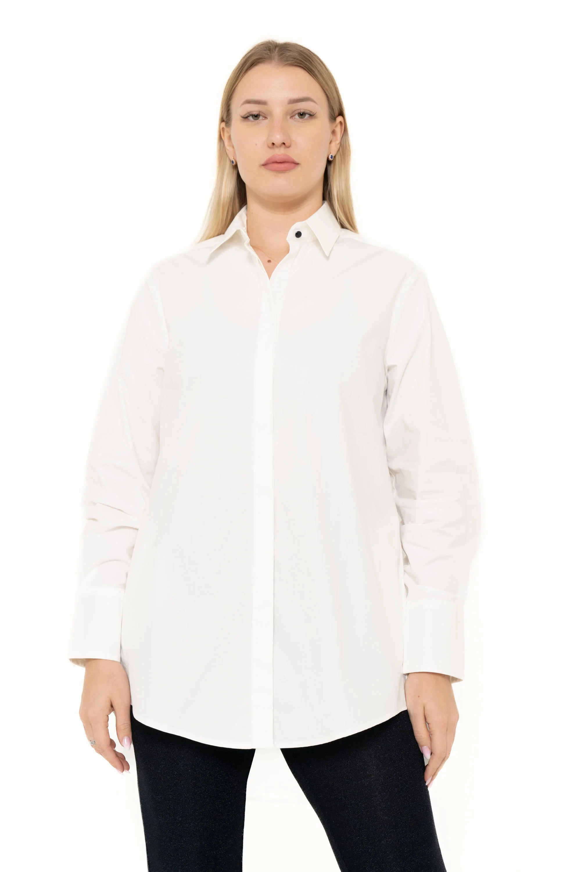 Long Sleeve Plain Blouse - Image 2