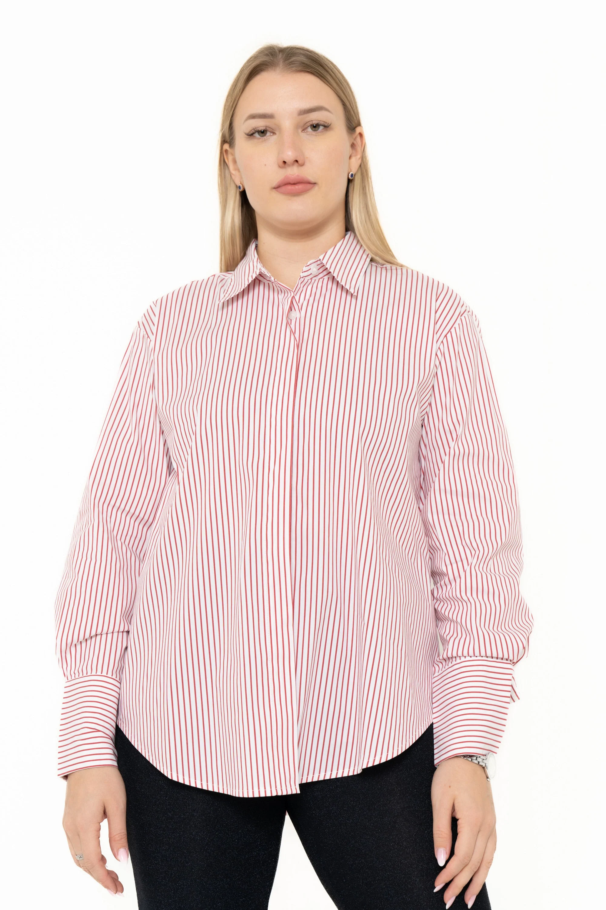 Long Sleeve Blouse With Front Buttons In Shirt Style - Image 6