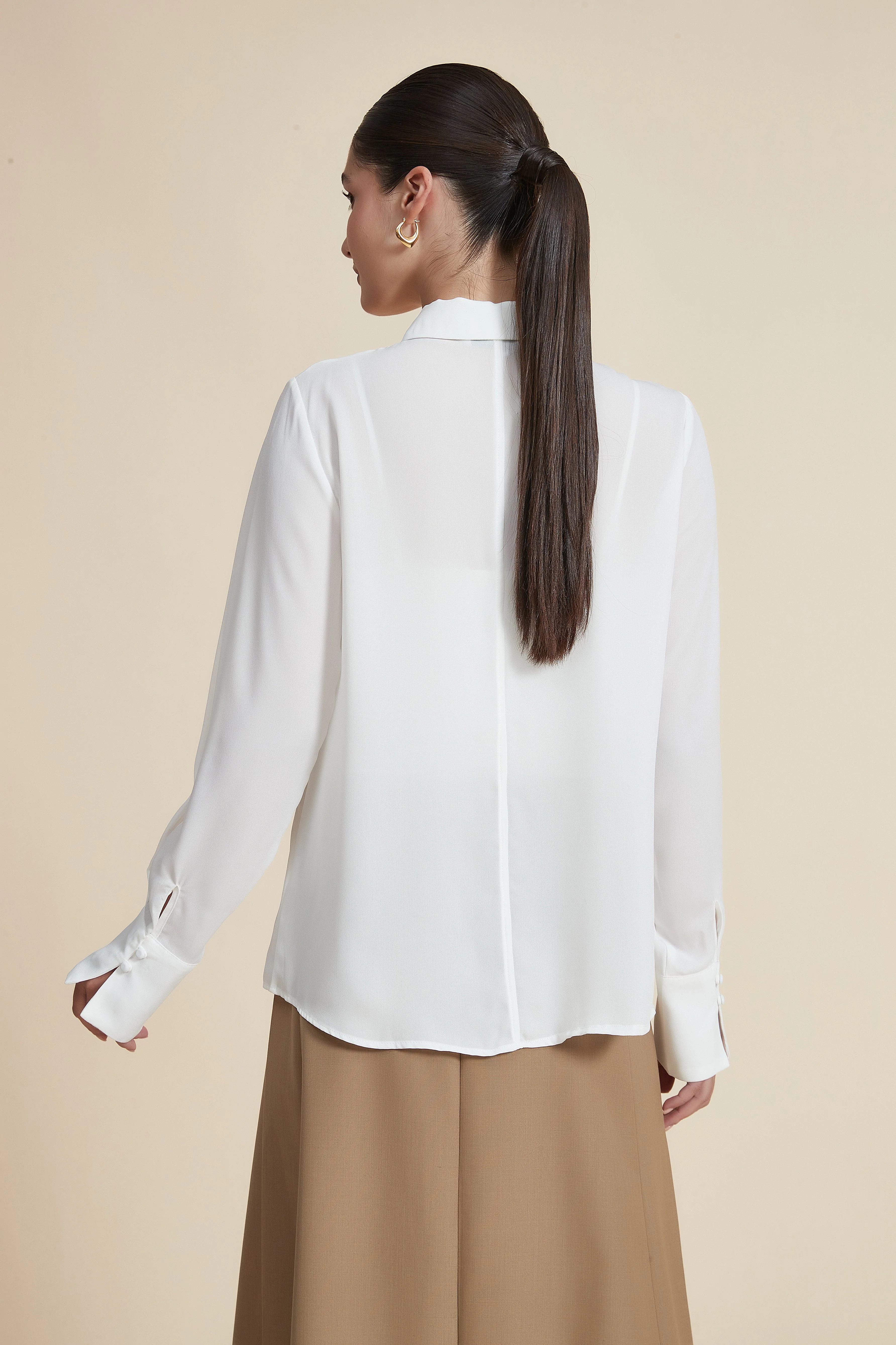 Plain Long Sleeve Blouse - Image 12