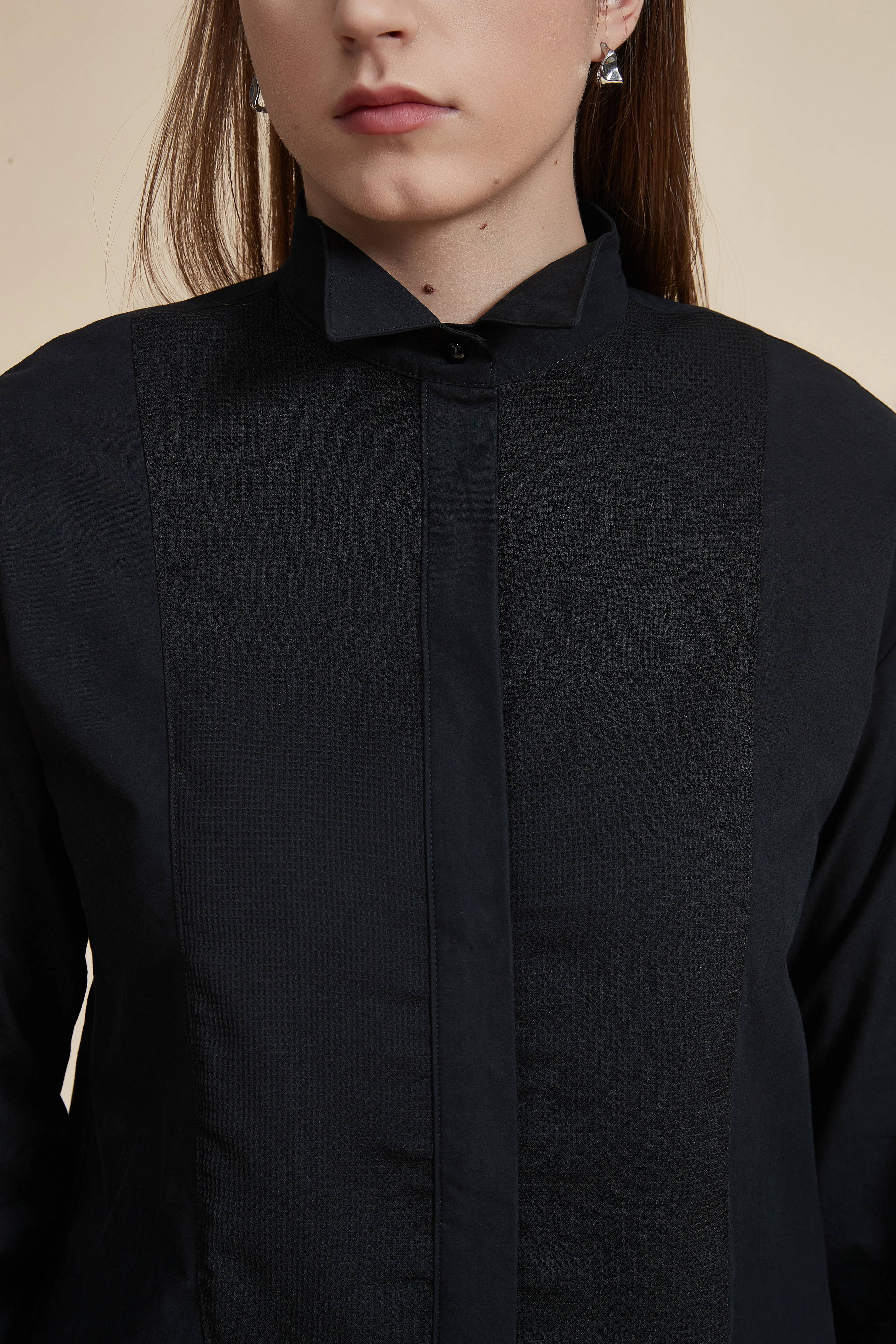 Long Front Buttoned Collar Blouse - Image 11