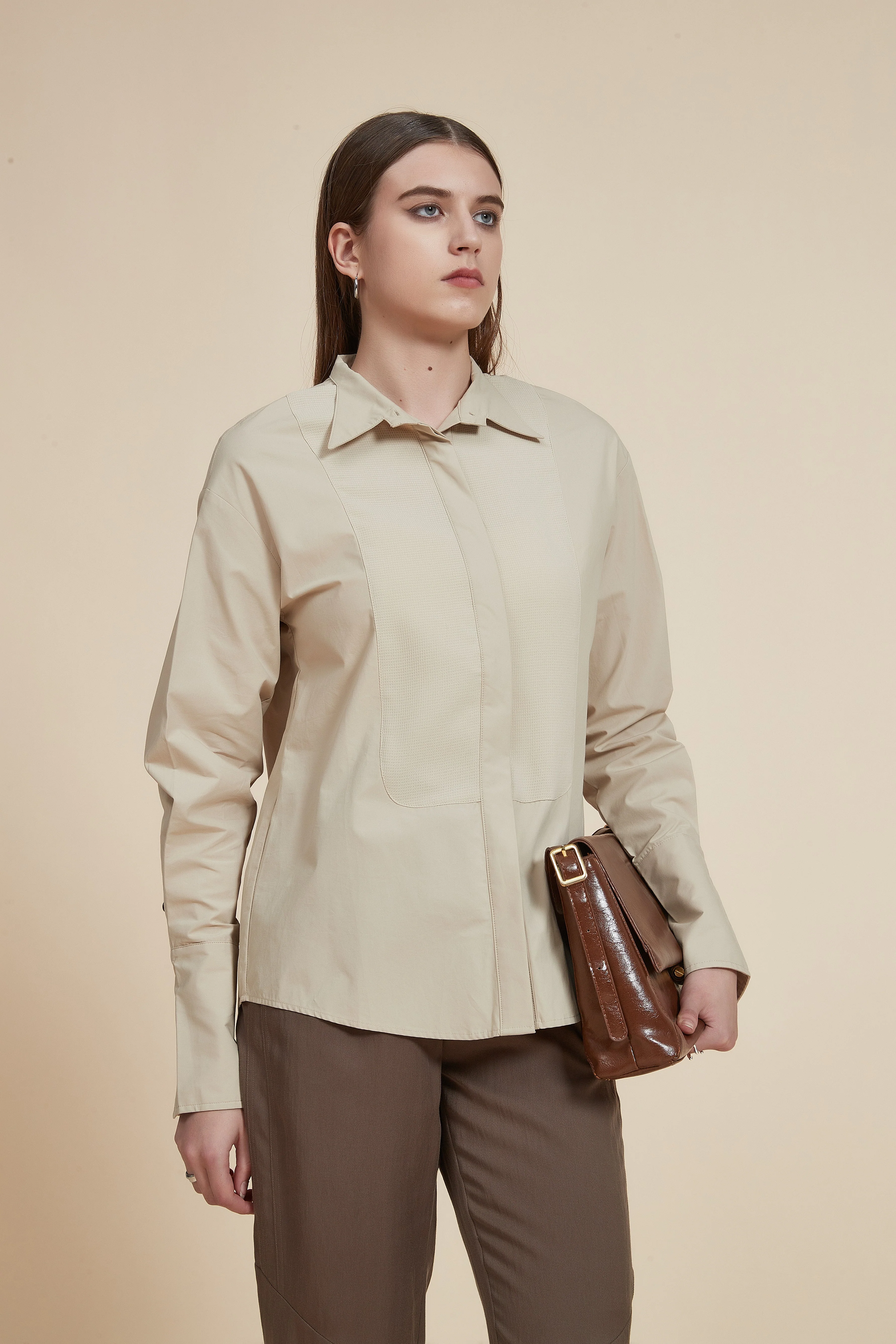 Long Front Buttoned Collar Blouse - Image 13