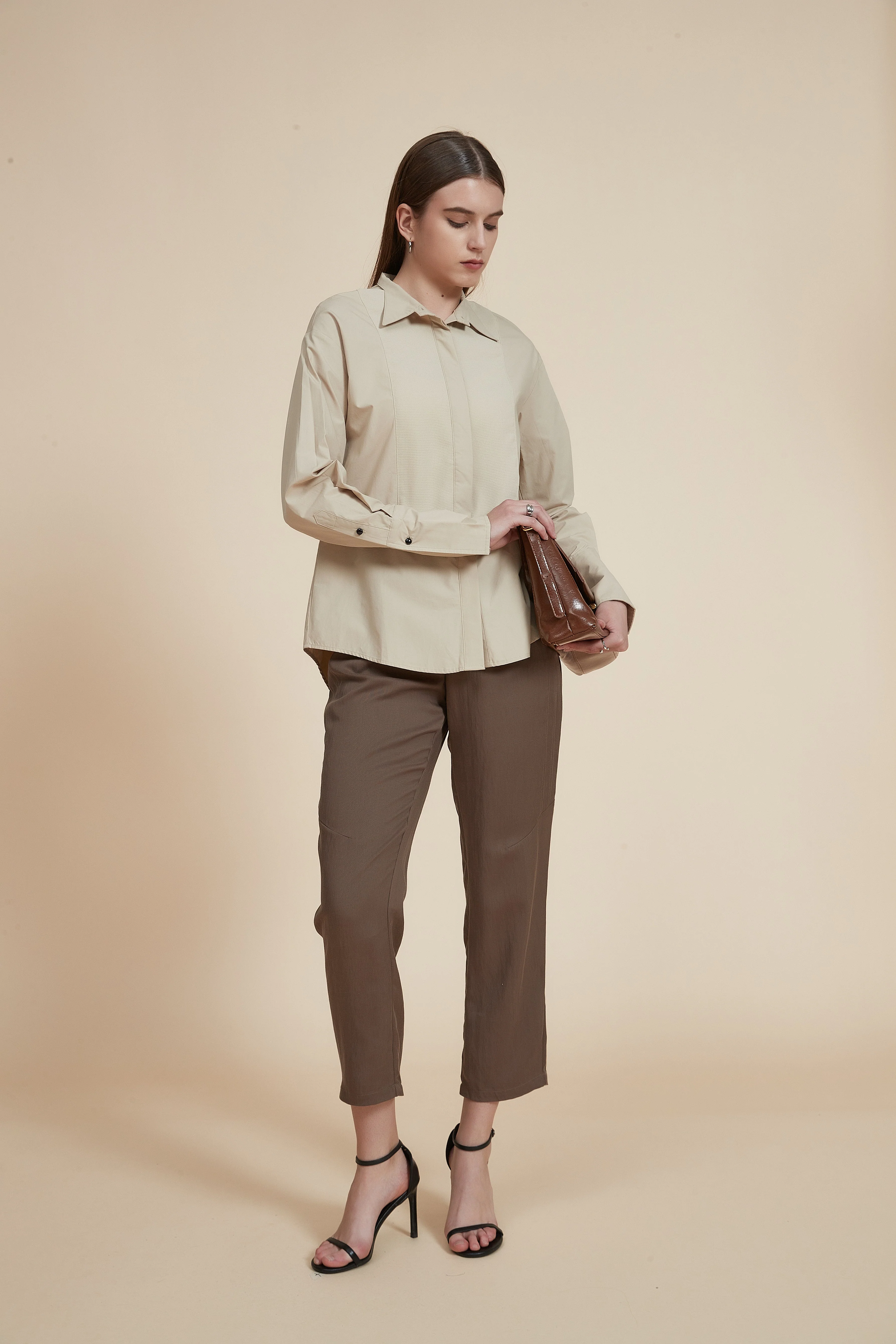 Long Front Buttoned Collar Blouse - Image 15