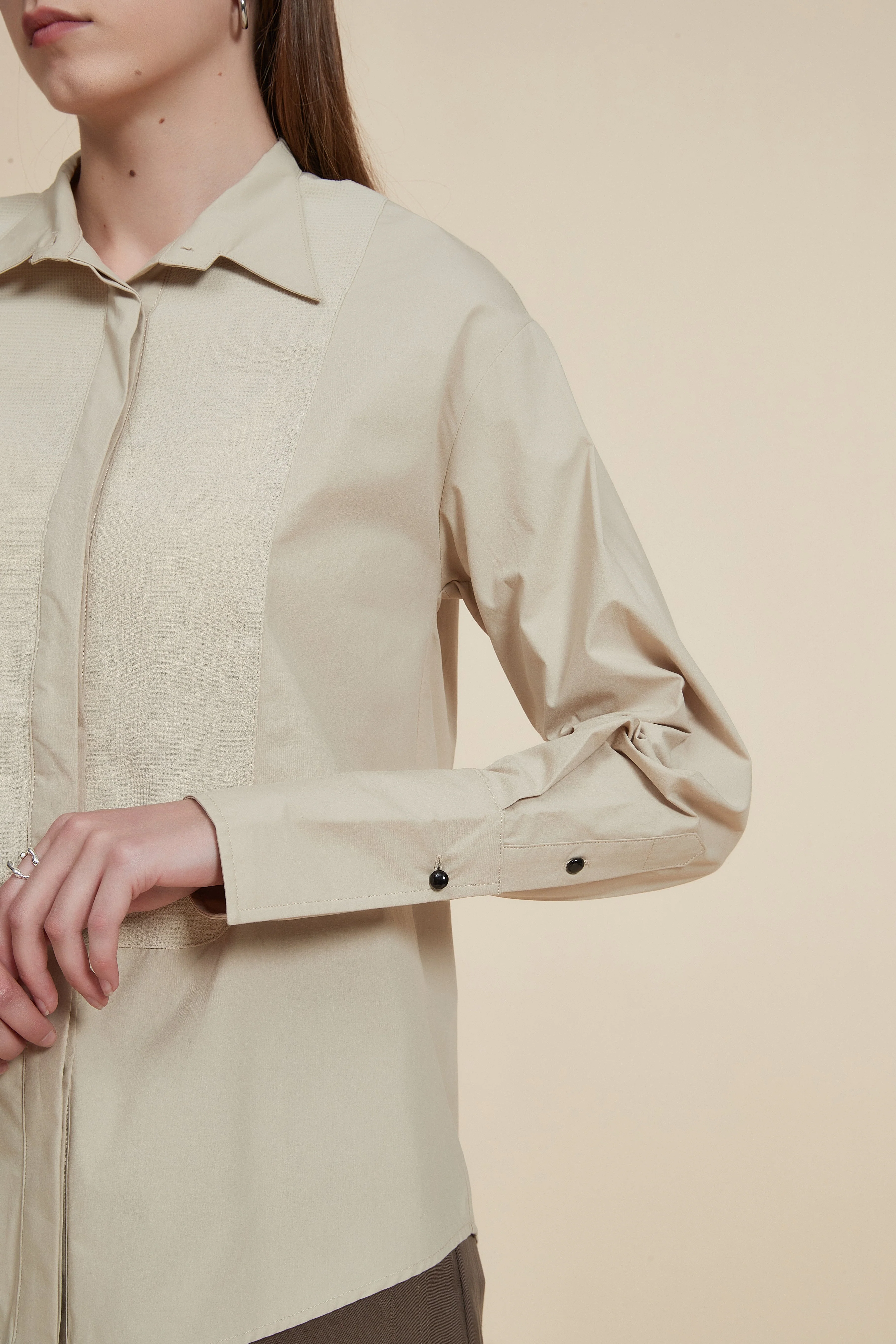 Long Front Buttoned Collar Blouse - Image 17