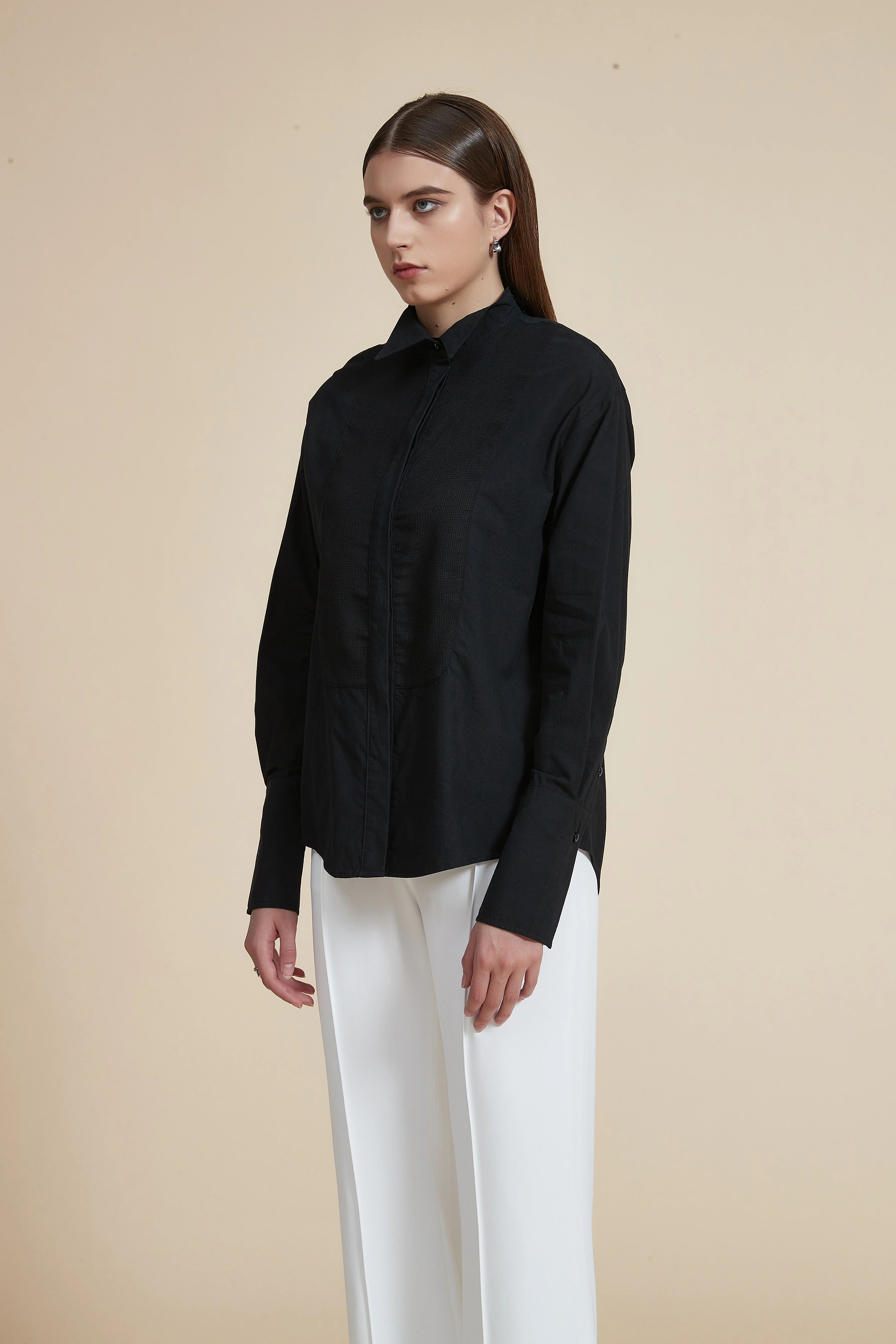 Long Front Buttoned Collar Blouse - Image 9