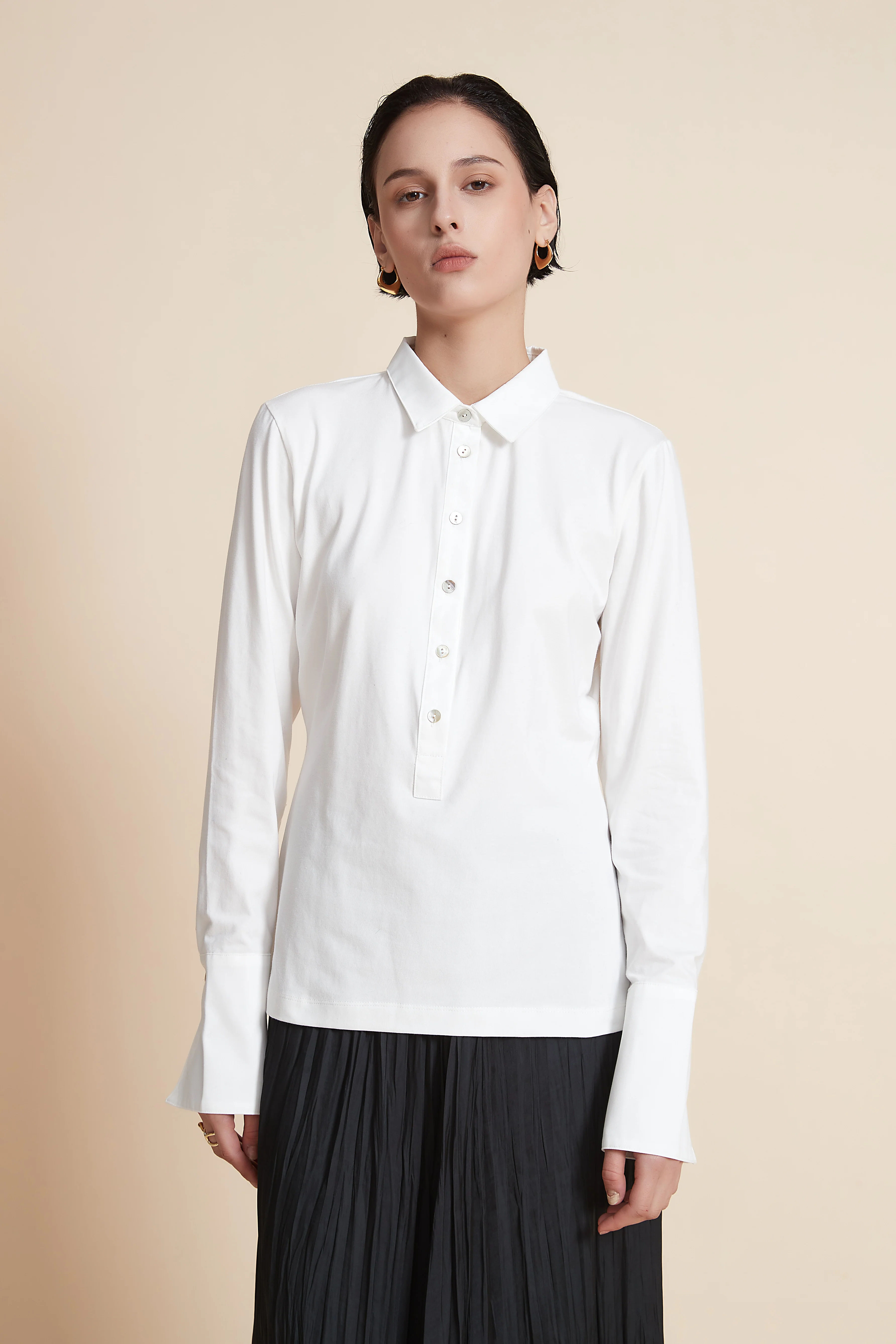 Long-sleeve blouse with a collar - Image 2