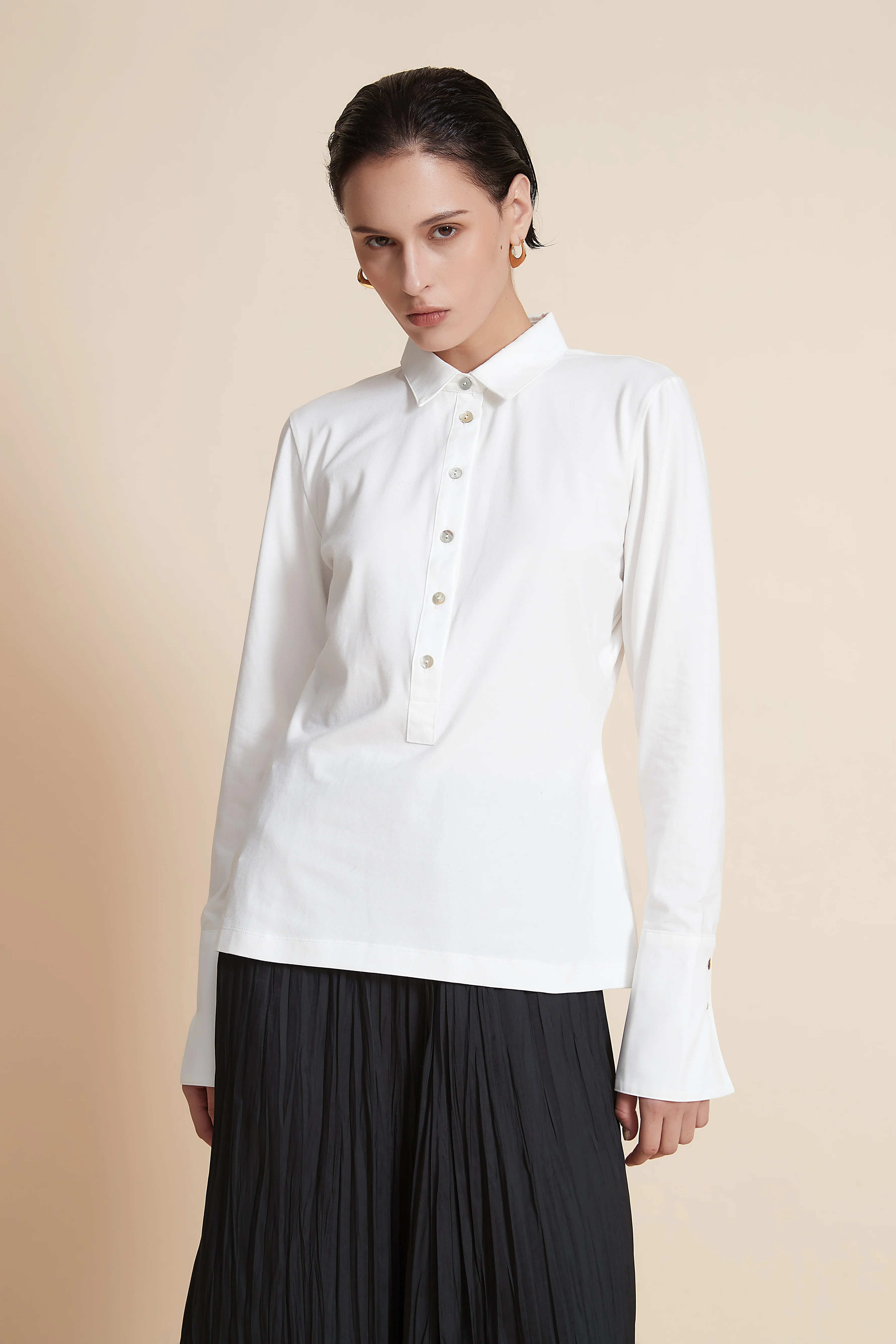 Long-sleeve blouse with a collar - Image 3