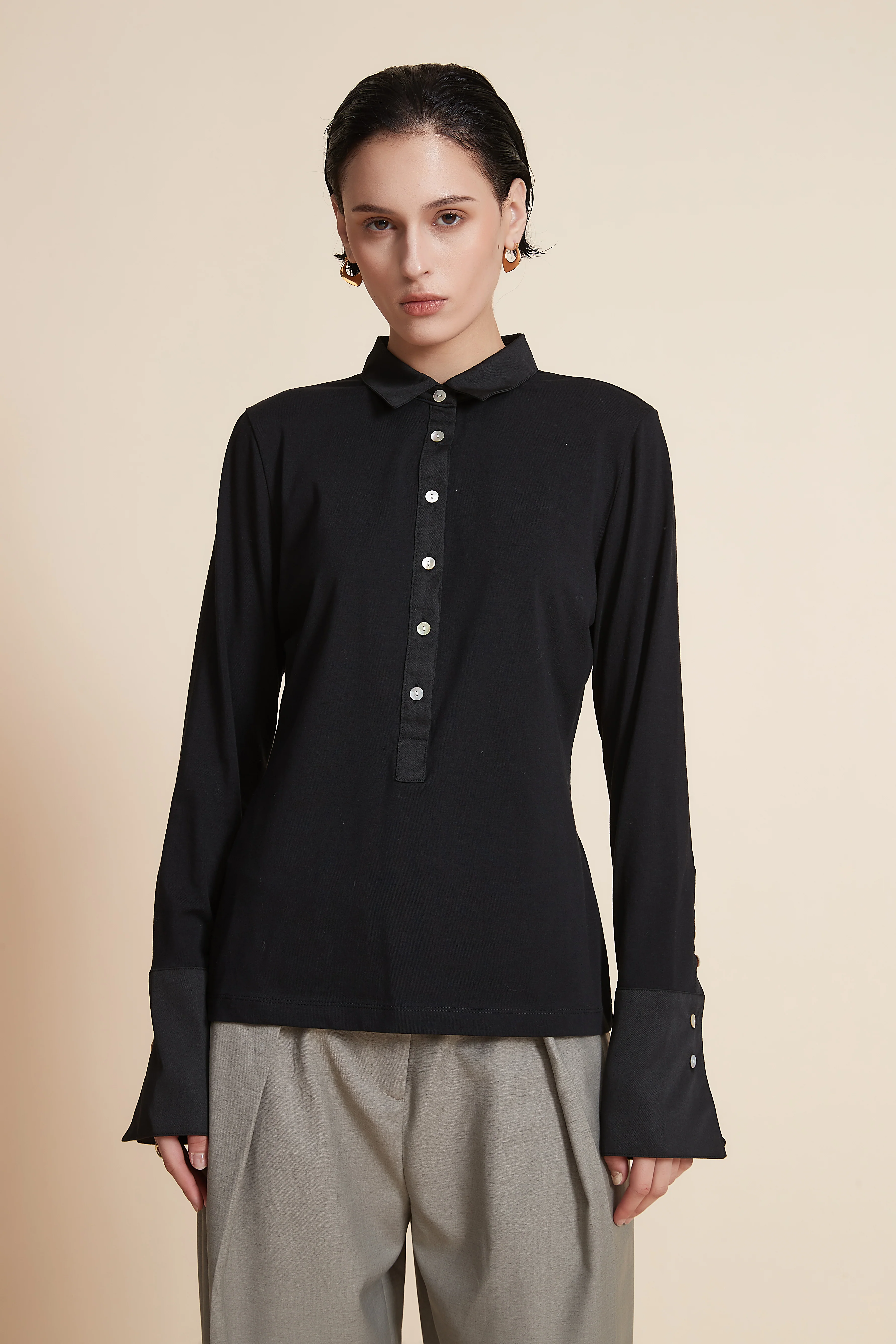 Long-sleeve blouse with a collar - Image 7