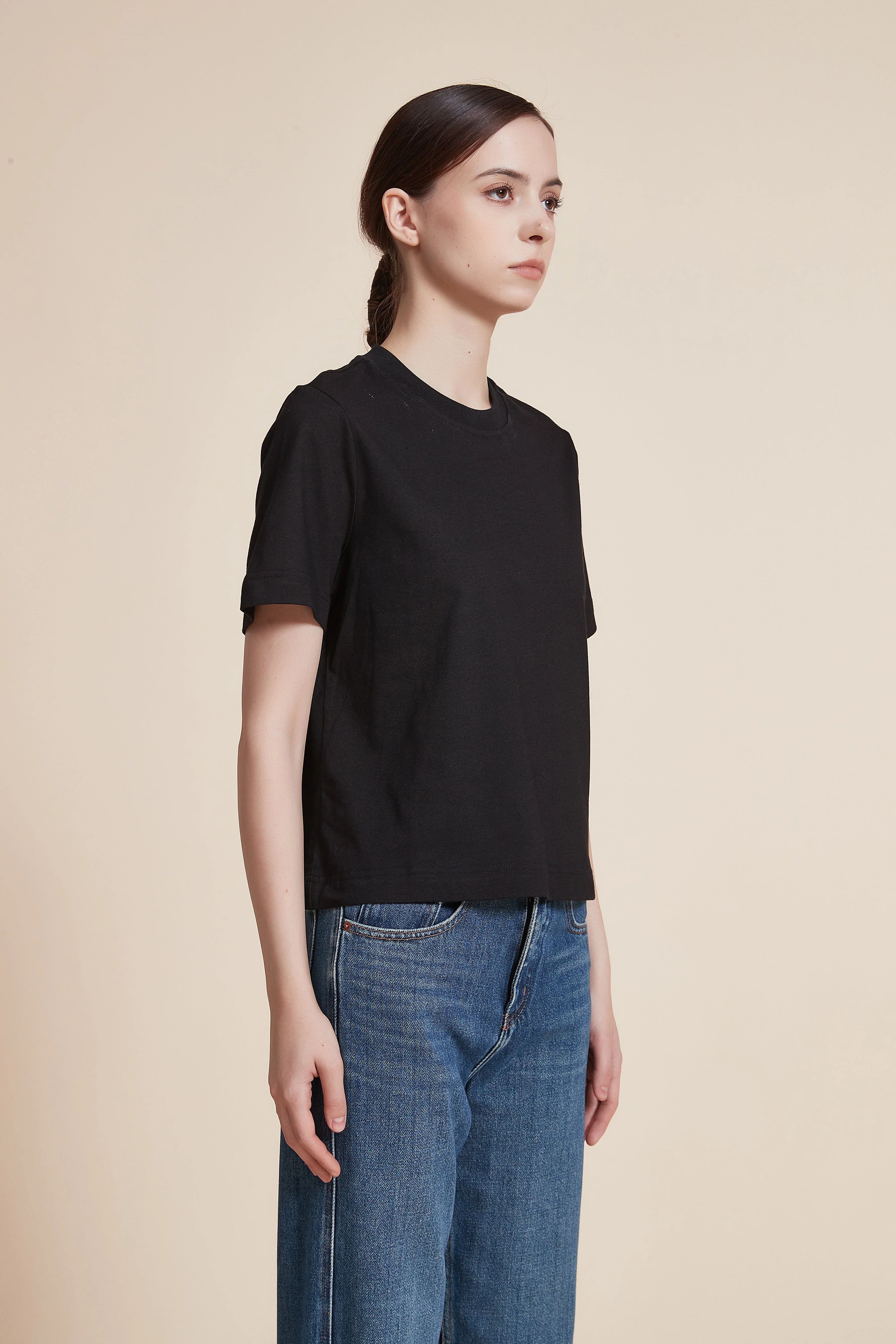 Short Sleeve Plain Top with Round Neck - Image 11