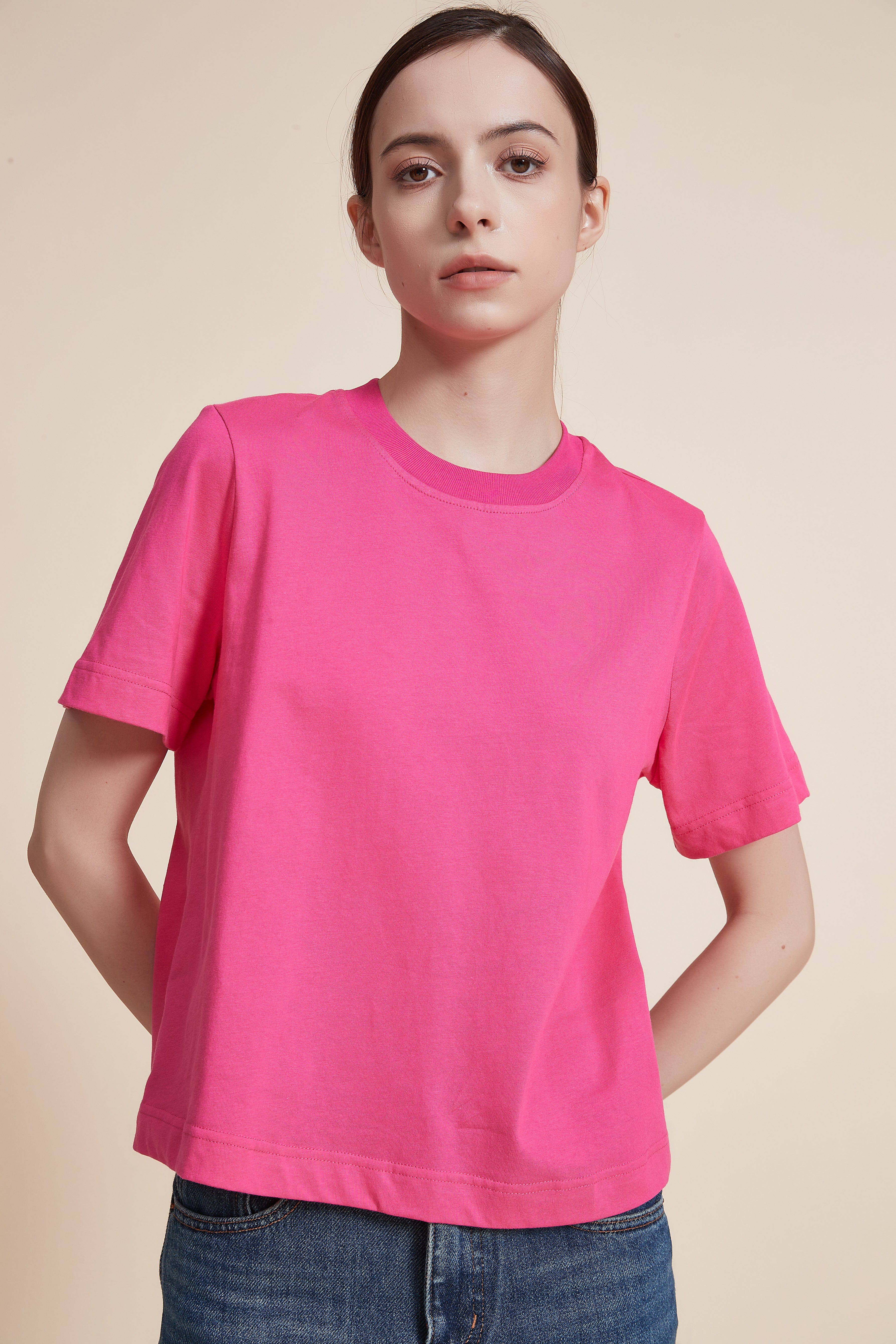 Short Sleeve Plain Top with Round Neck - Image 13