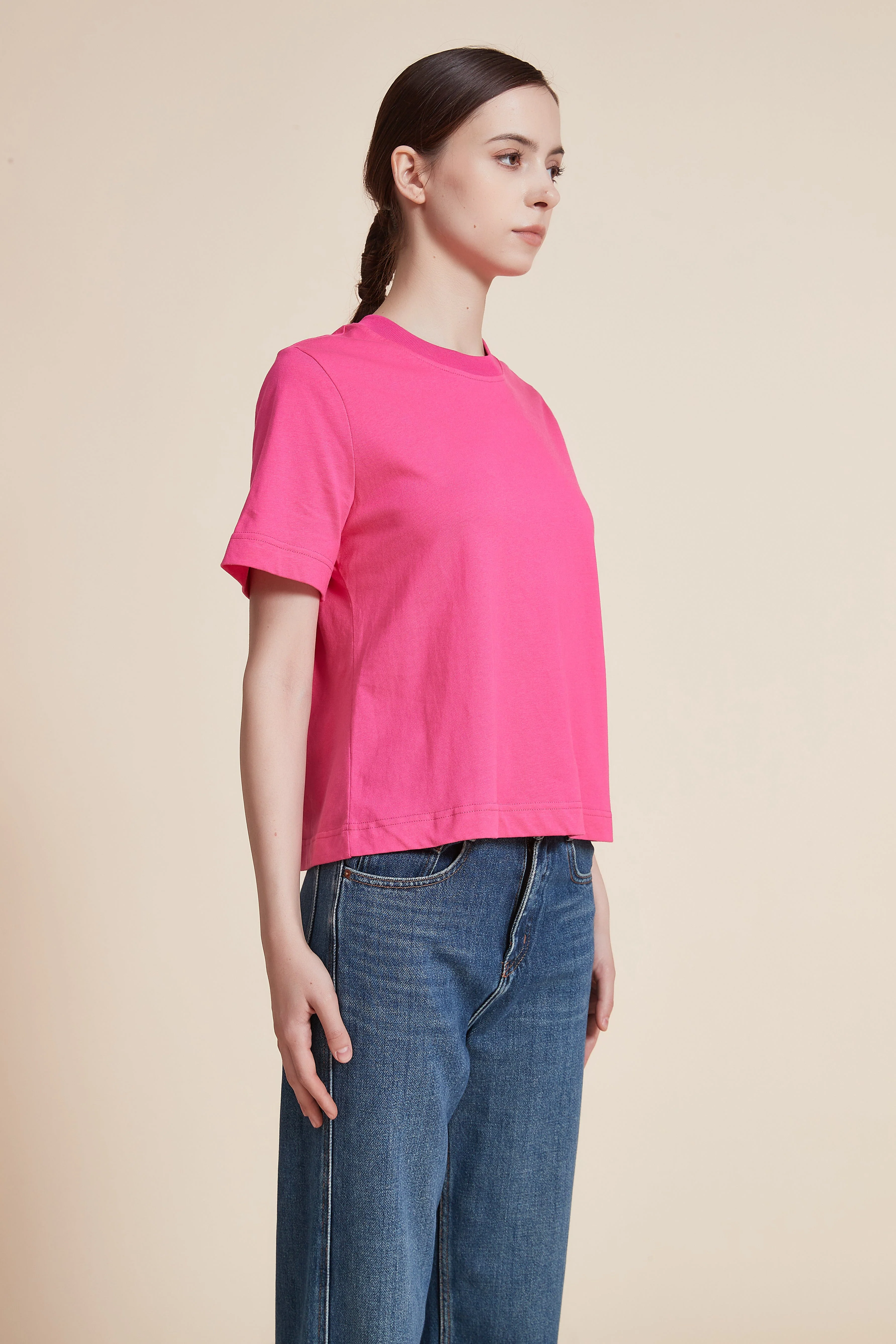 Short Sleeve Plain Top with Round Neck - Image 16