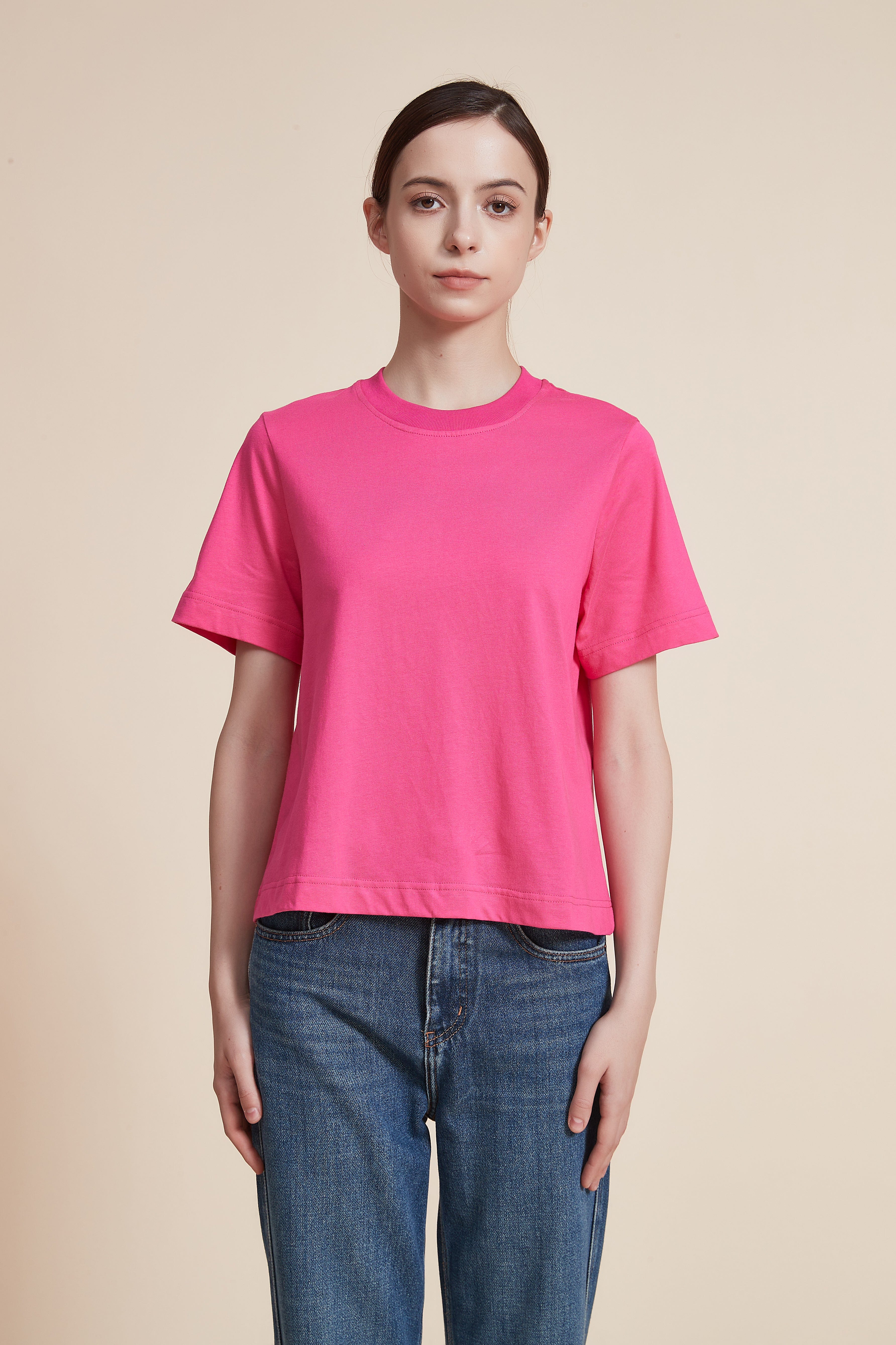 Short Sleeve Plain Top with Round Neck - Image 17