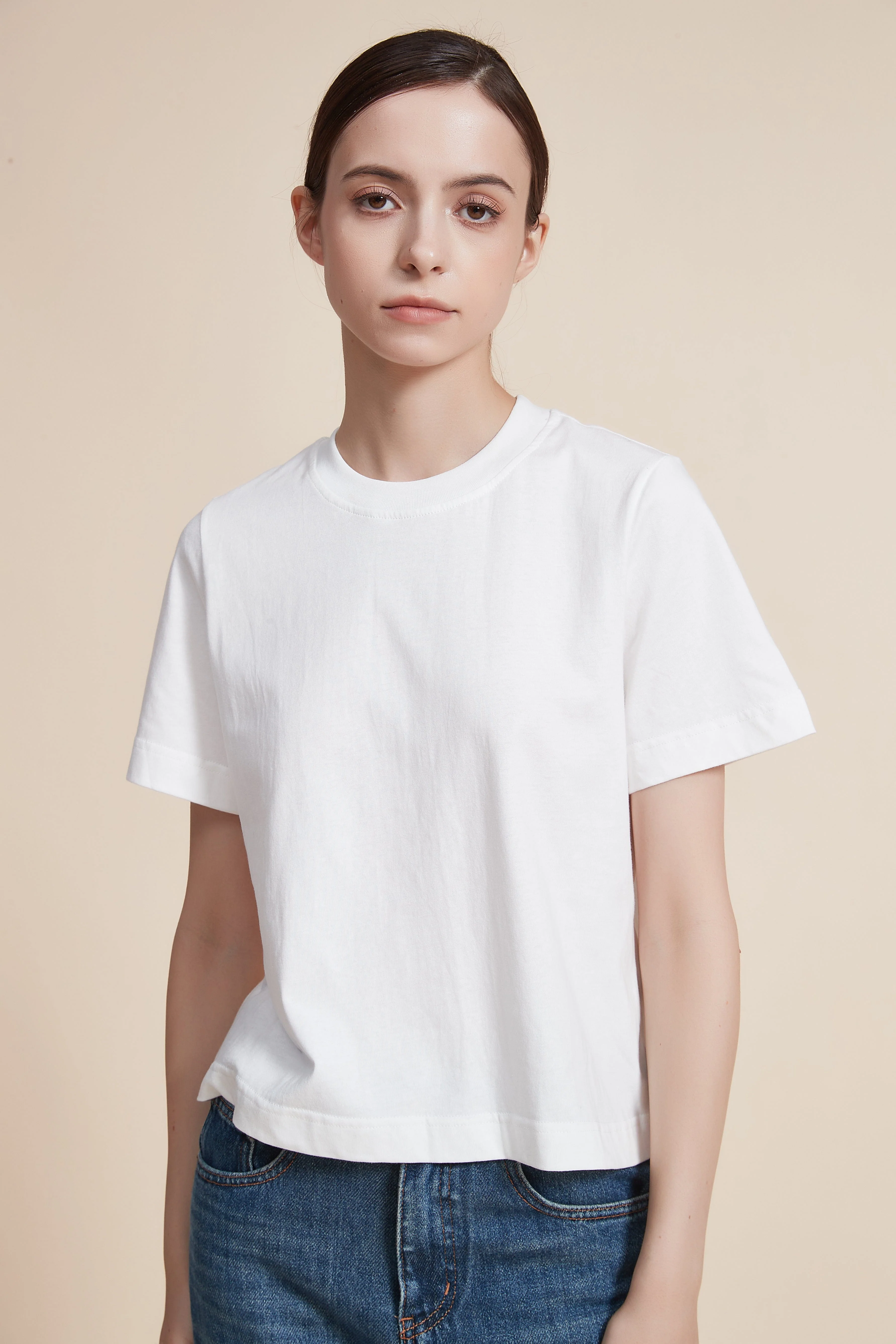 Short Sleeve Plain Top with Round Neck - Image 2