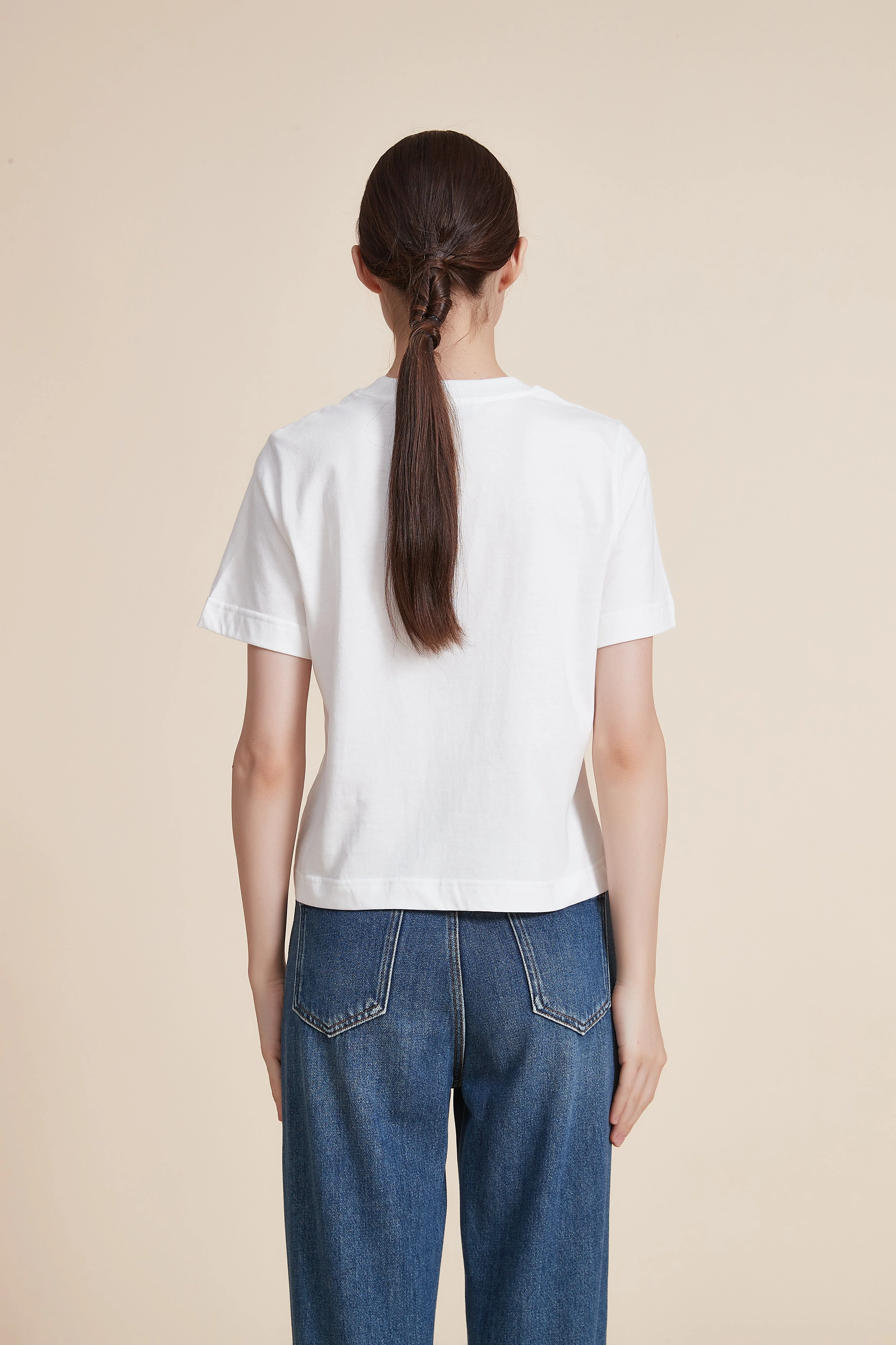 Short Sleeve Plain Top with Round Neck - Image 6