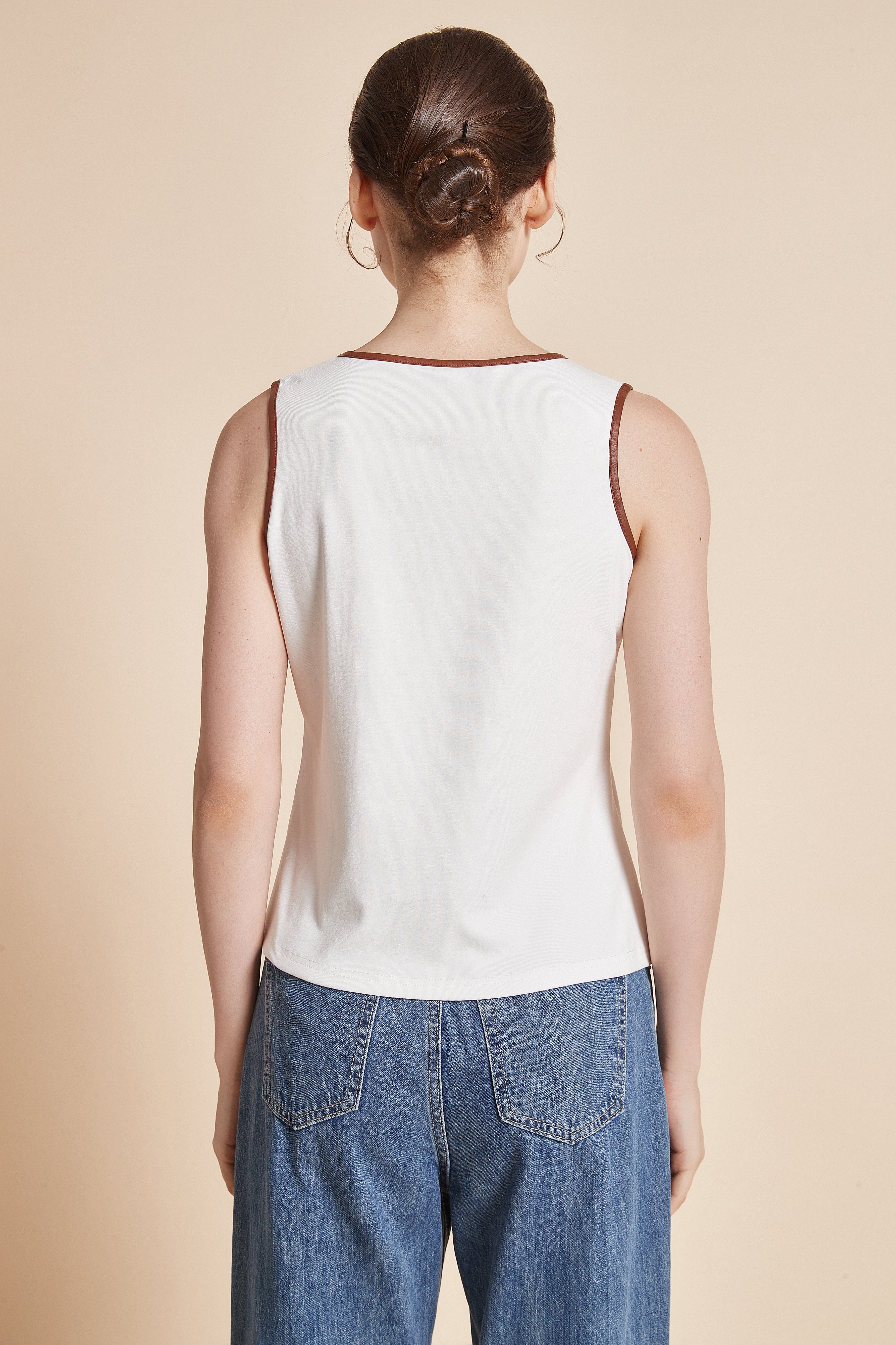 Sleeveless Blouse With Square Neckline - Image 9