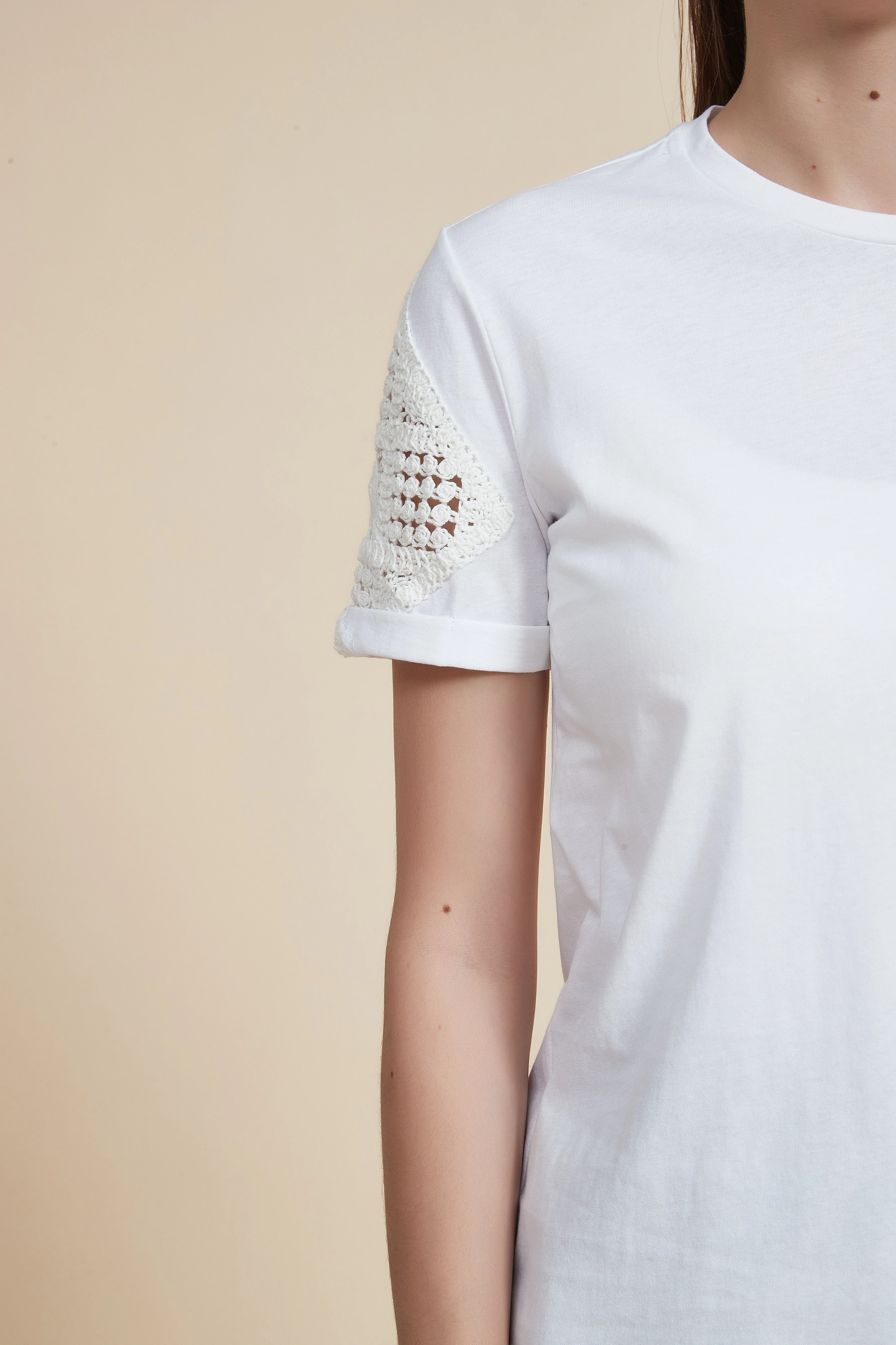 Plain Blouse with Embroidered Sleeve - Image 4