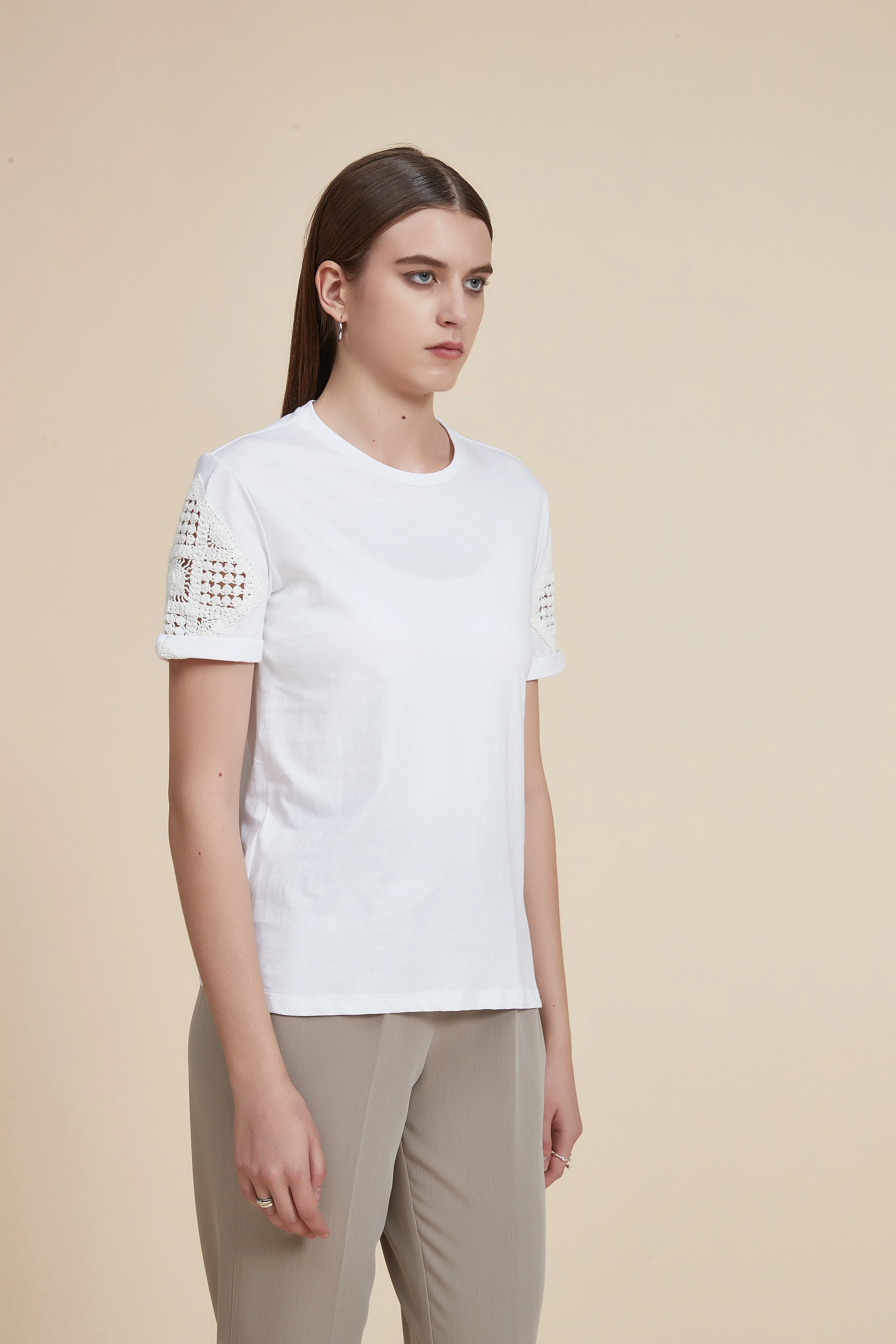 Plain Blouse with Embroidered Sleeve - Image 6