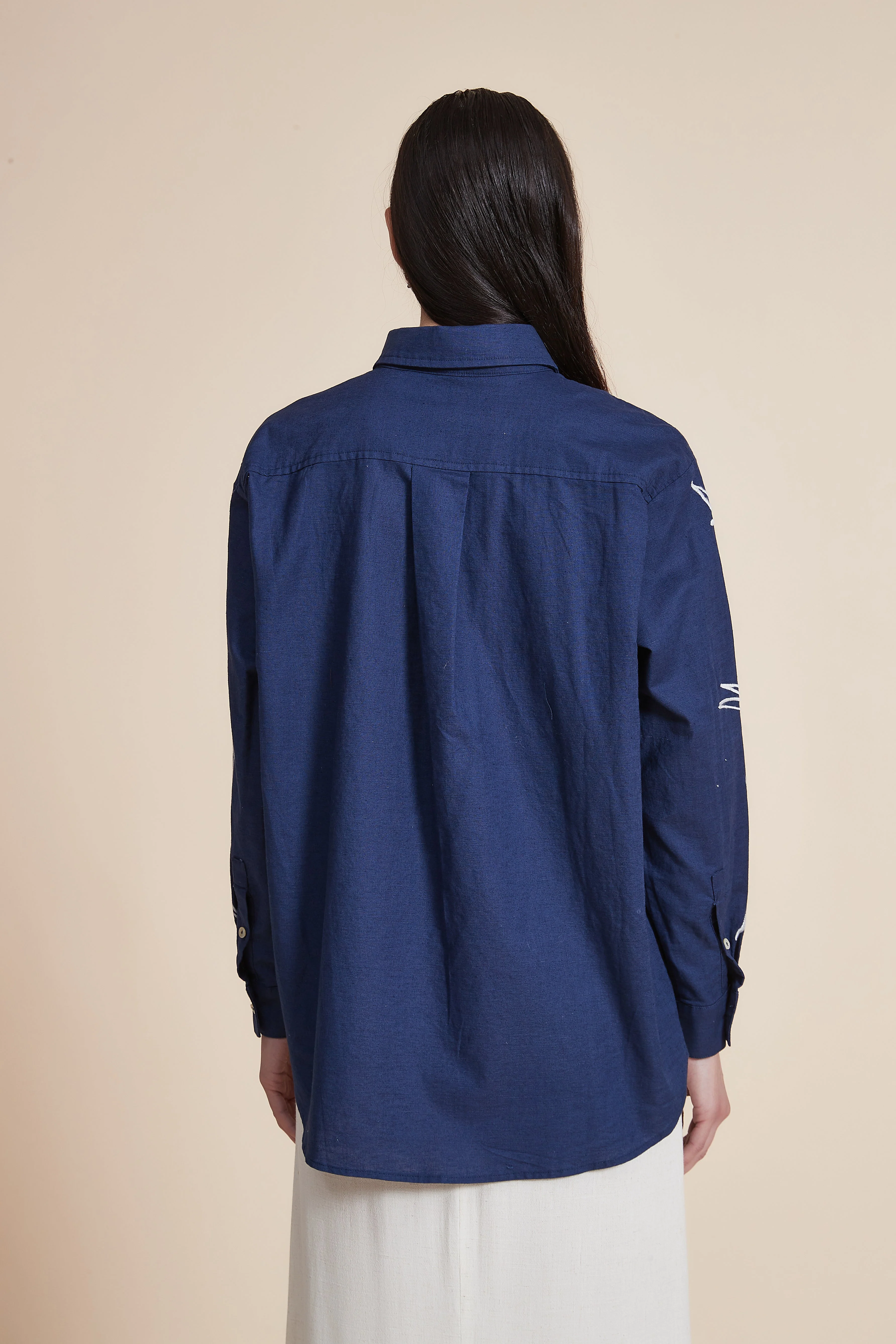 Embroidered Long Sleeve Blouse with Buttons - Image 6