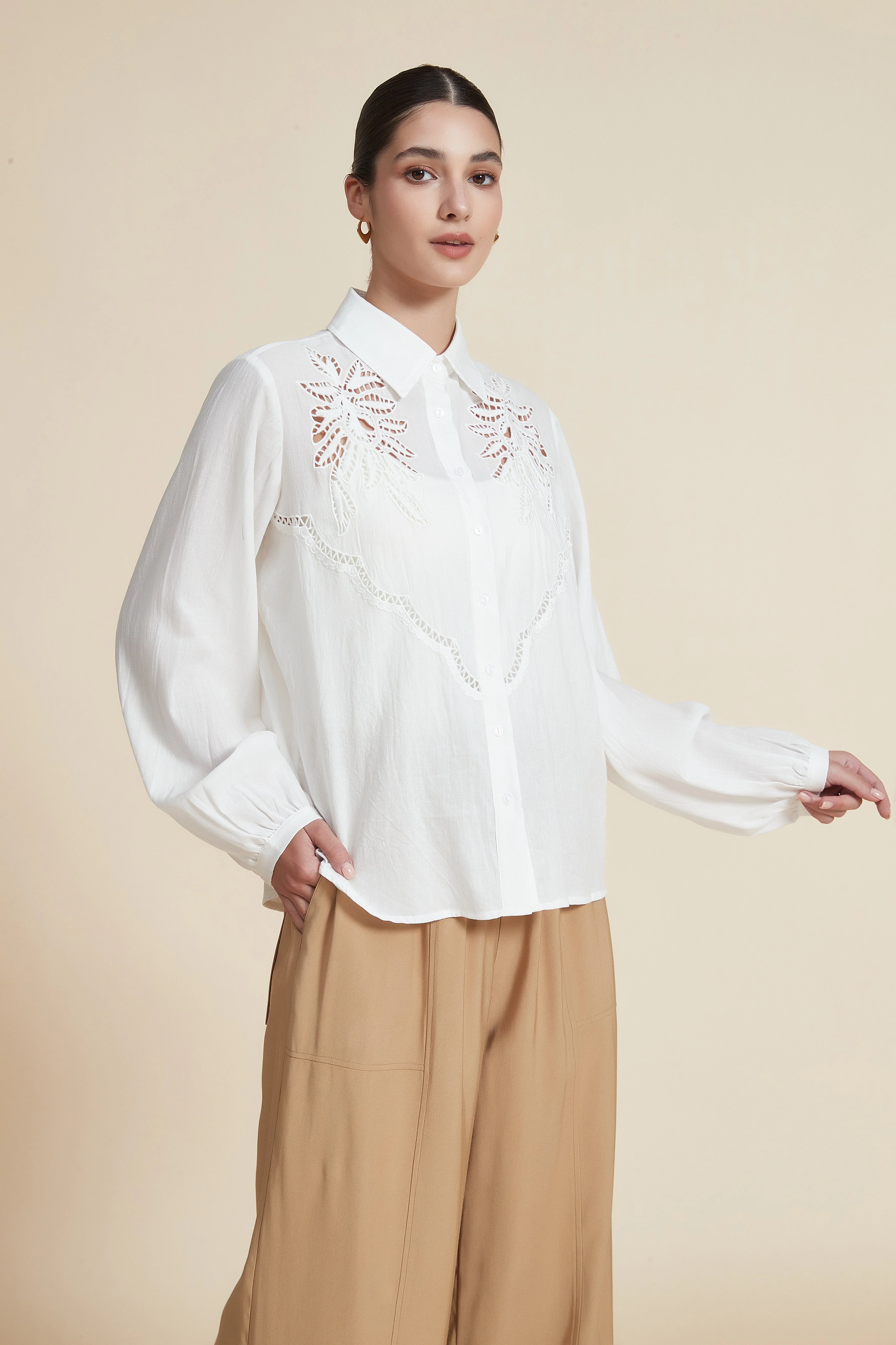Long Sleeve Shirt with Embroidered Chest