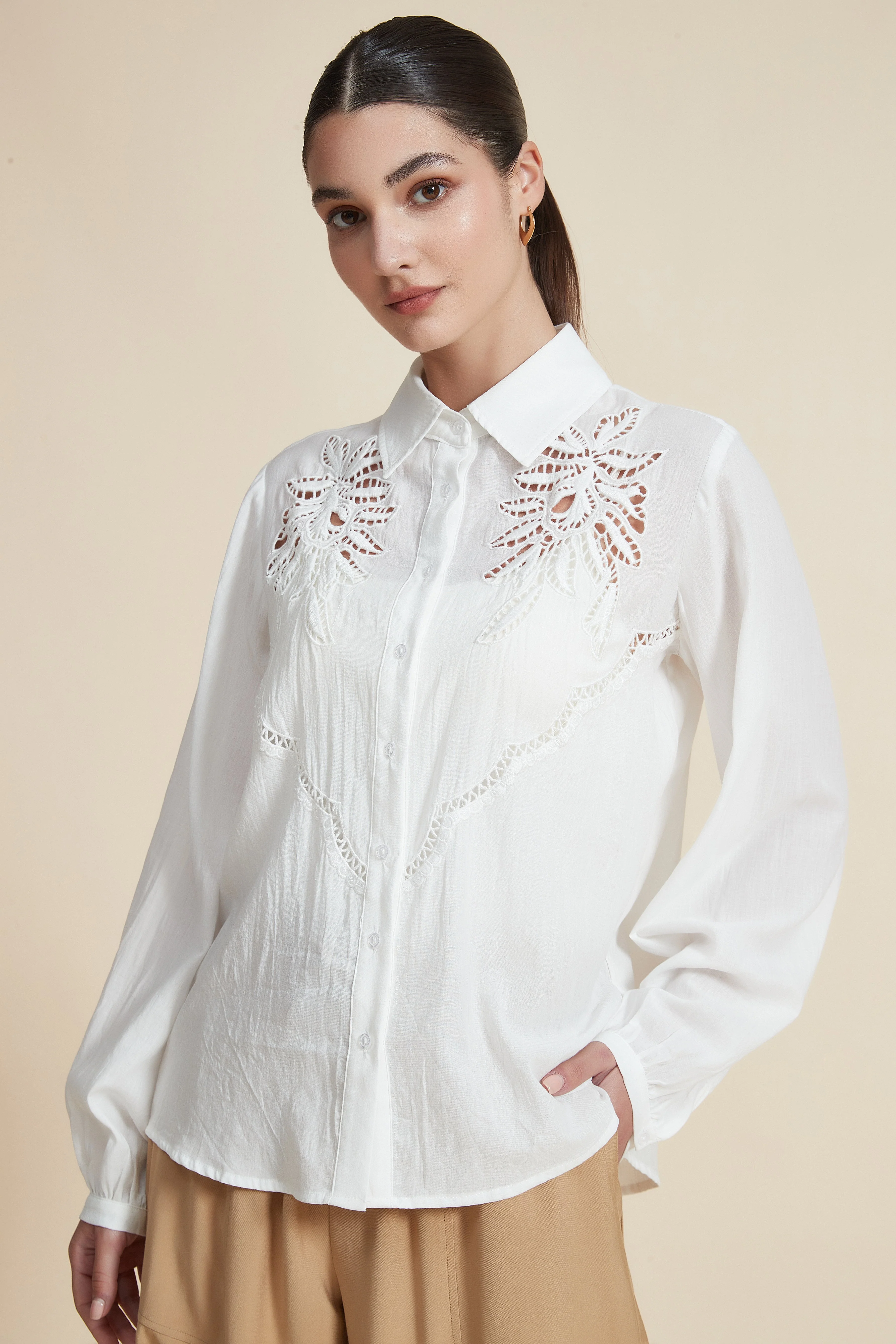 Long Sleeve Shirt with Embroidered Chest - Image 3