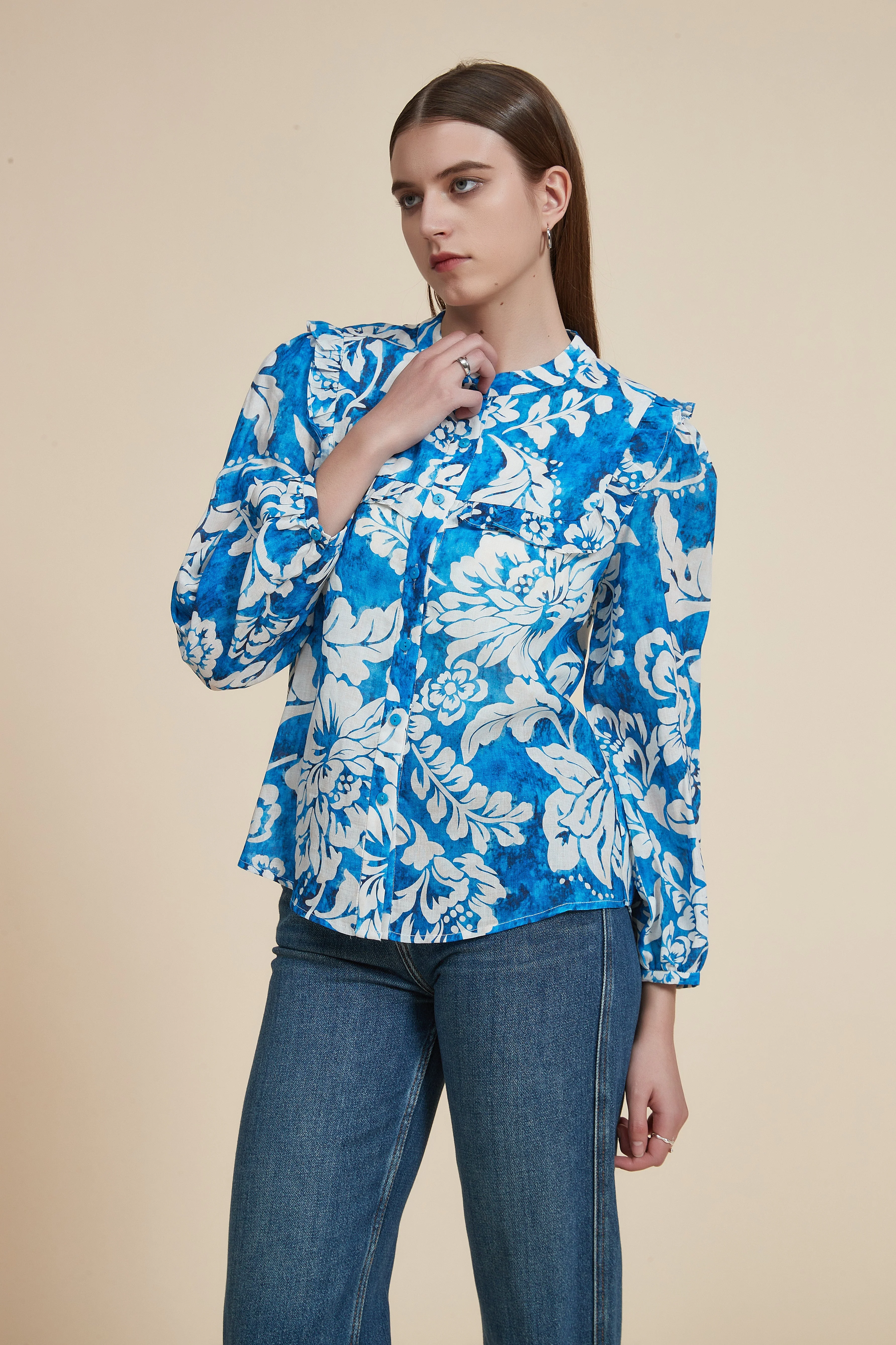 Long Sleeve Floral Print Blouse
