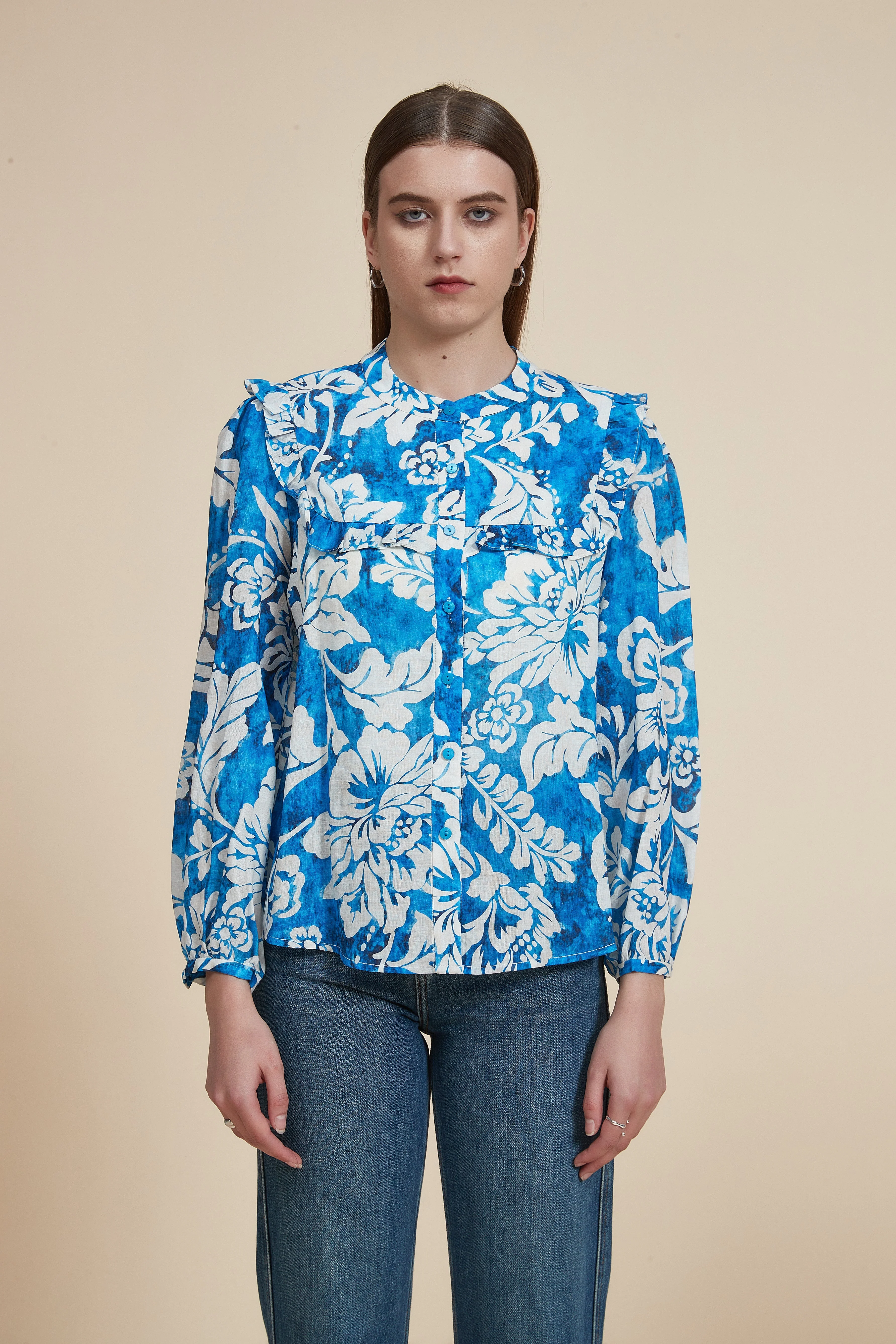Long Sleeve Floral Print Blouse - Image 2