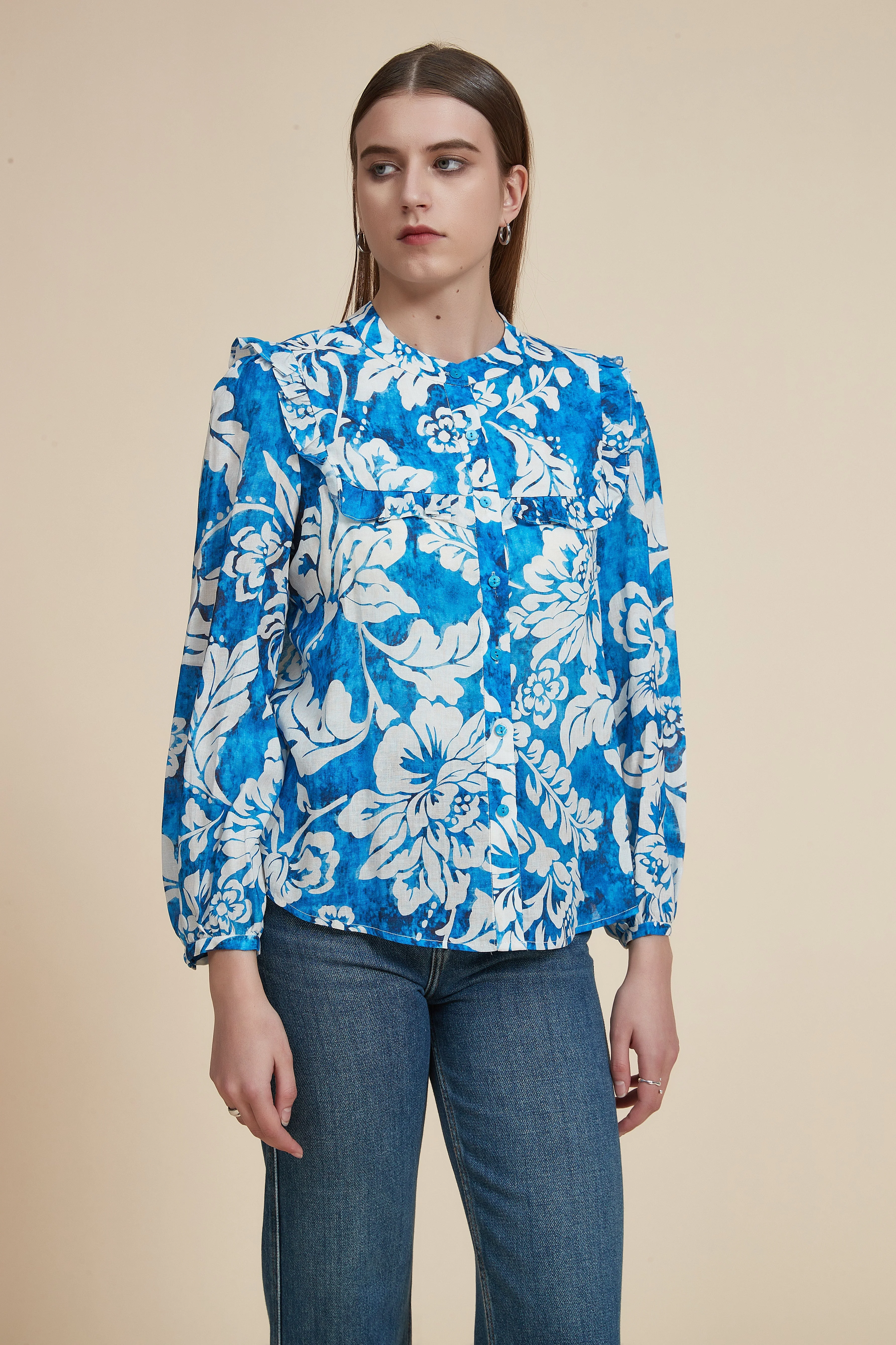 Long Sleeve Floral Print Blouse - Image 4