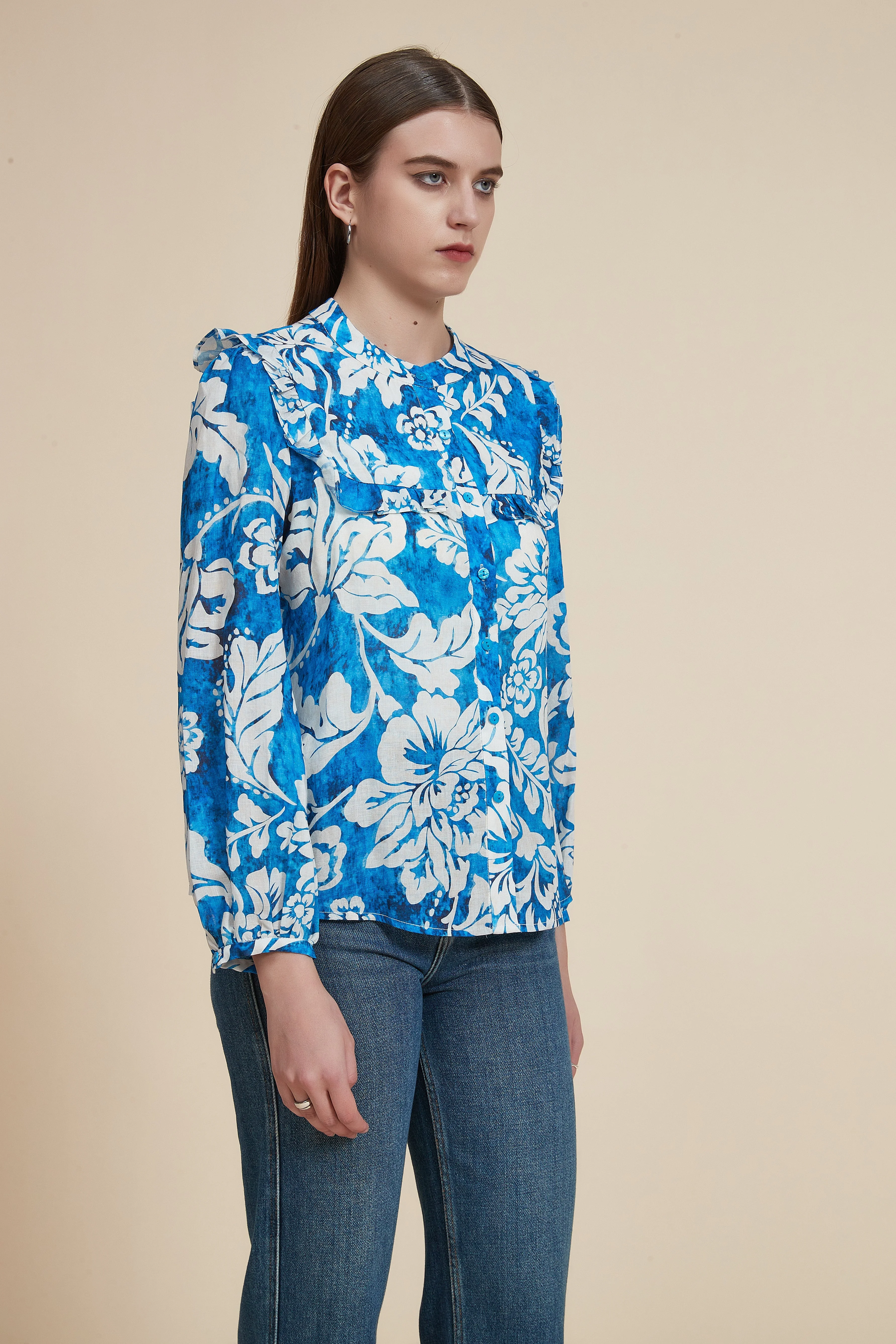 Long Sleeve Floral Print Blouse - Image 5