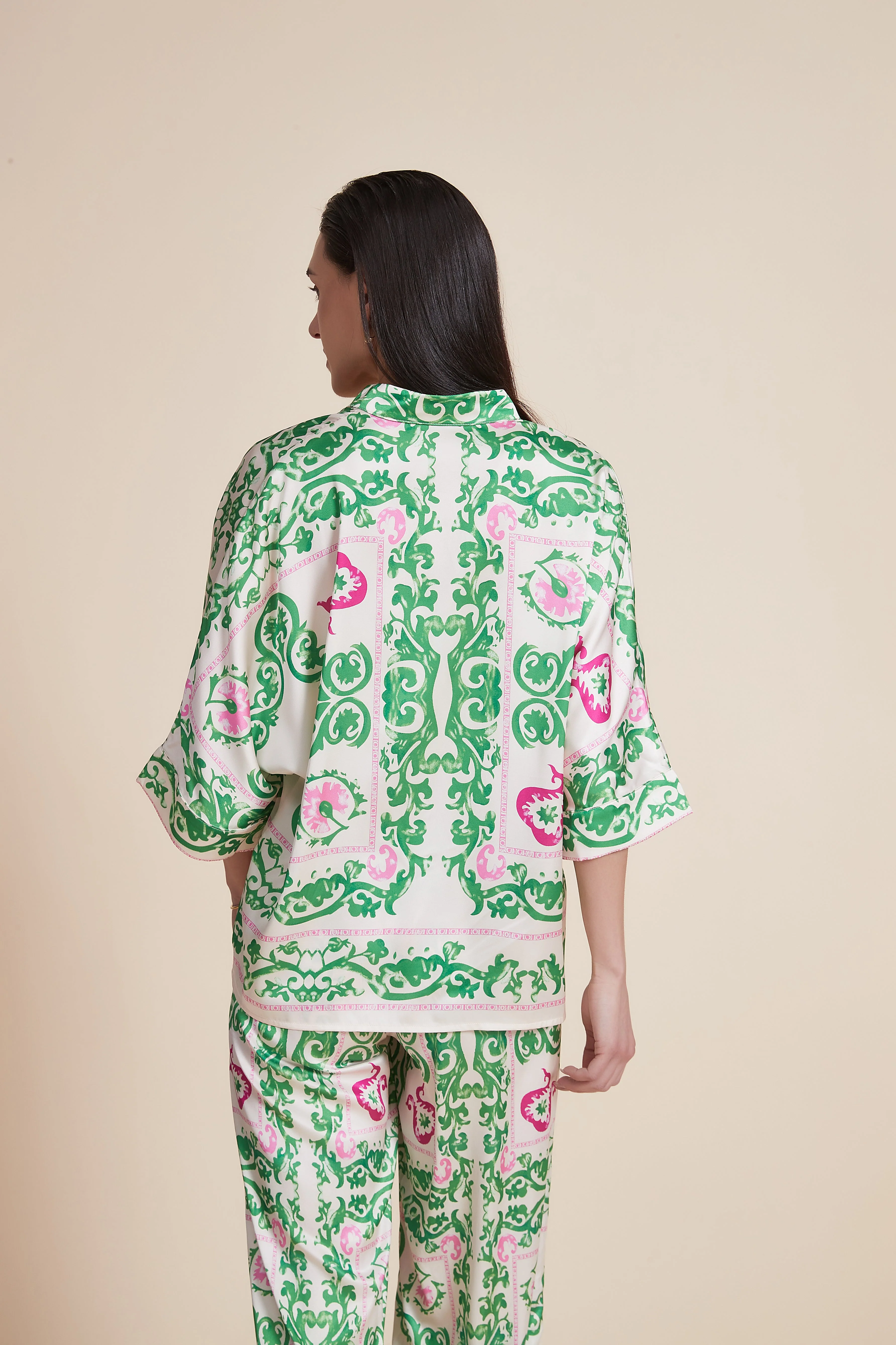 Long Short Sleeve Blouse with Shirt Collar - Image 5