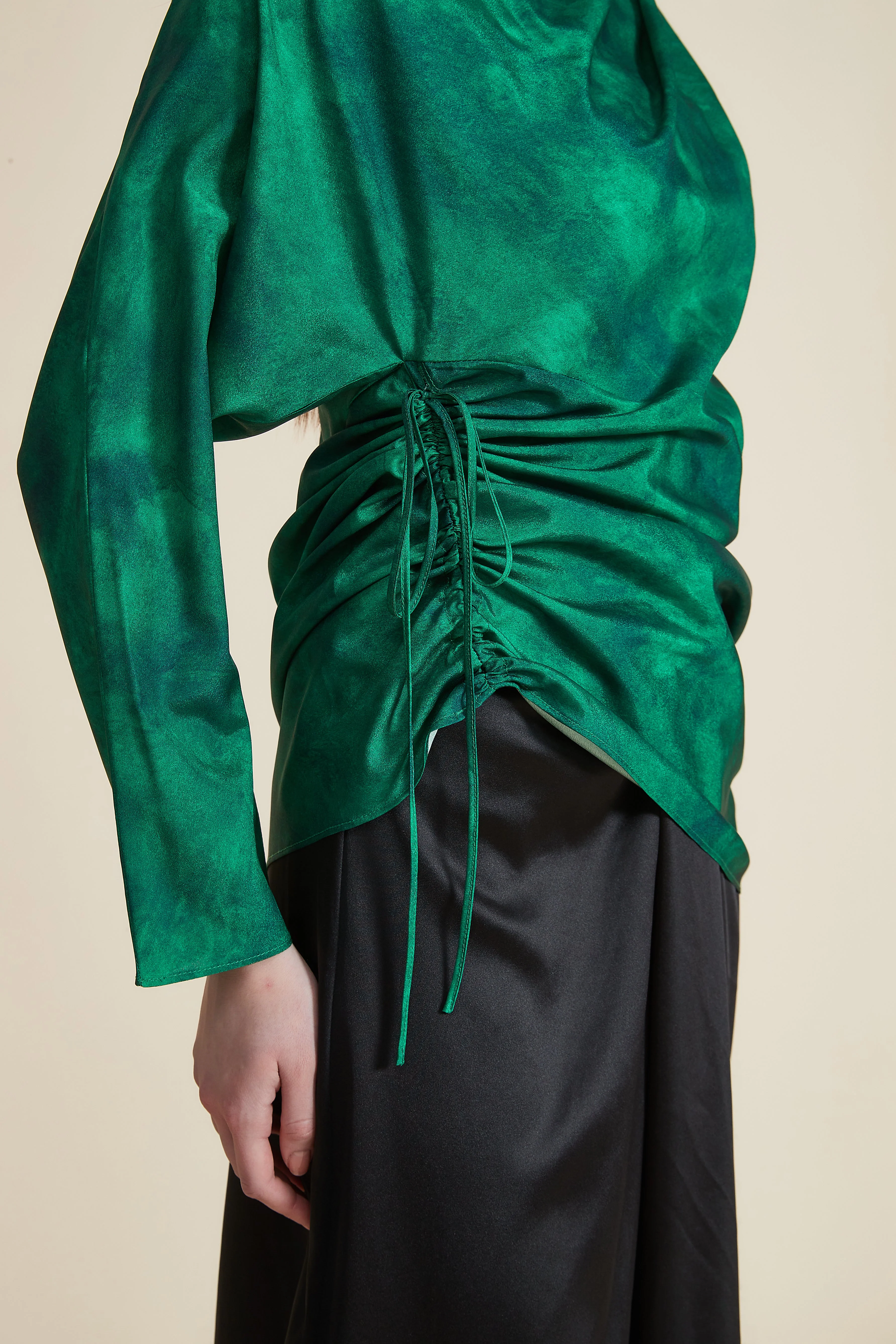 Women's Long Sleeve One-Shoulder Blouse with High Neck - Image 4