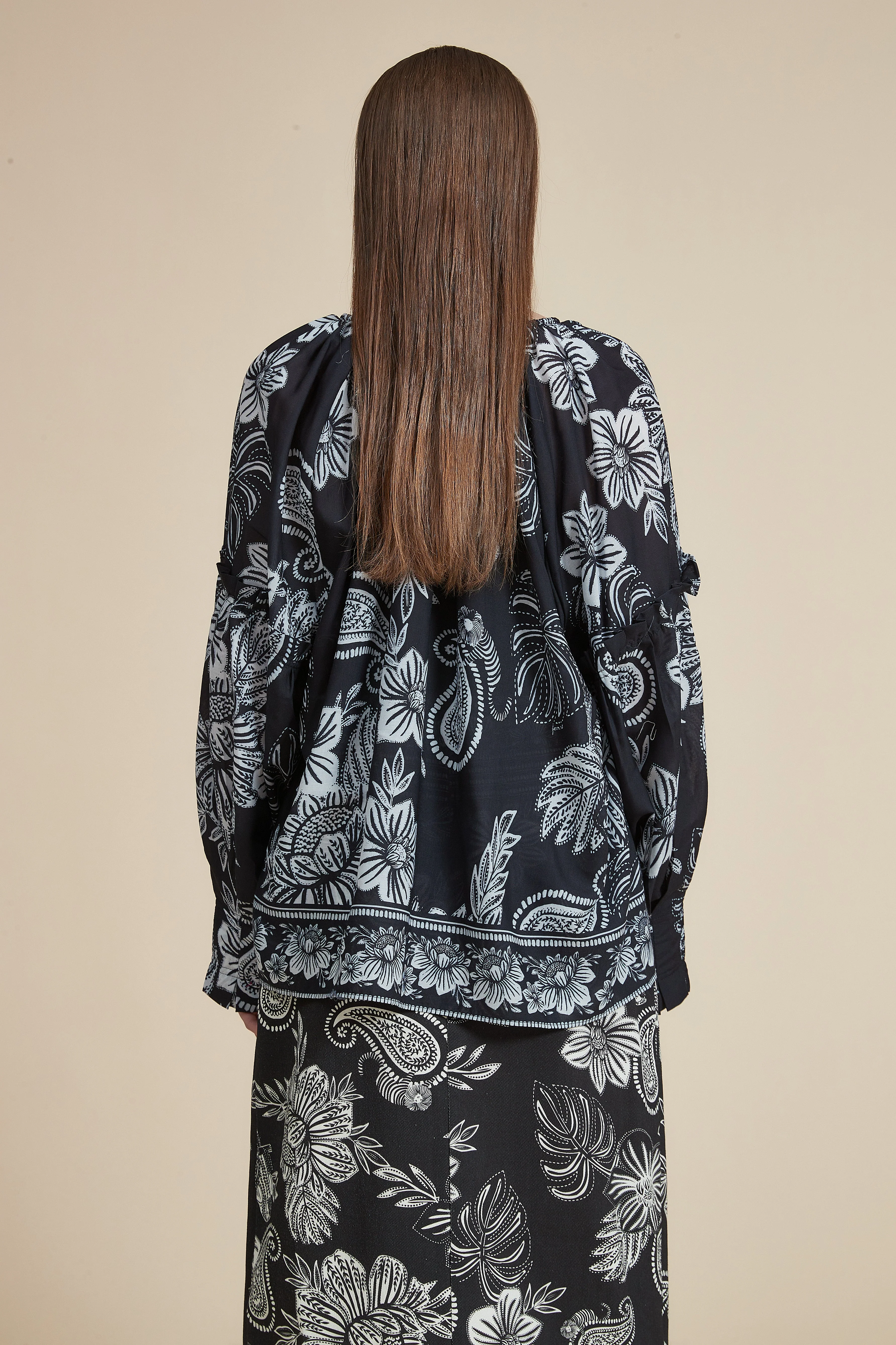 Floral Print Long Sleeve Loose Blouse - Image 6