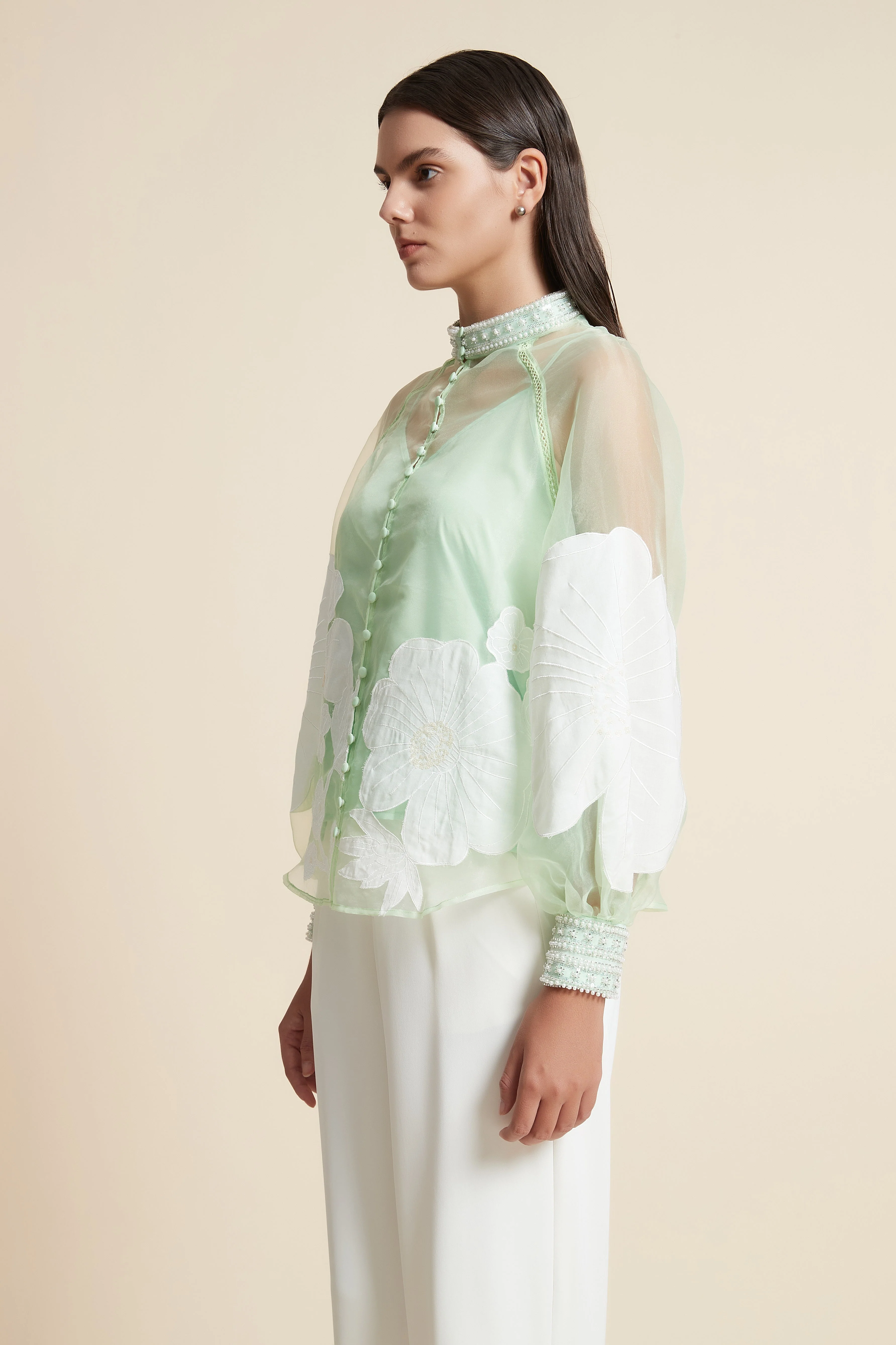 Long Sleeve Floral Print Blouse with Round Neck - Image 2