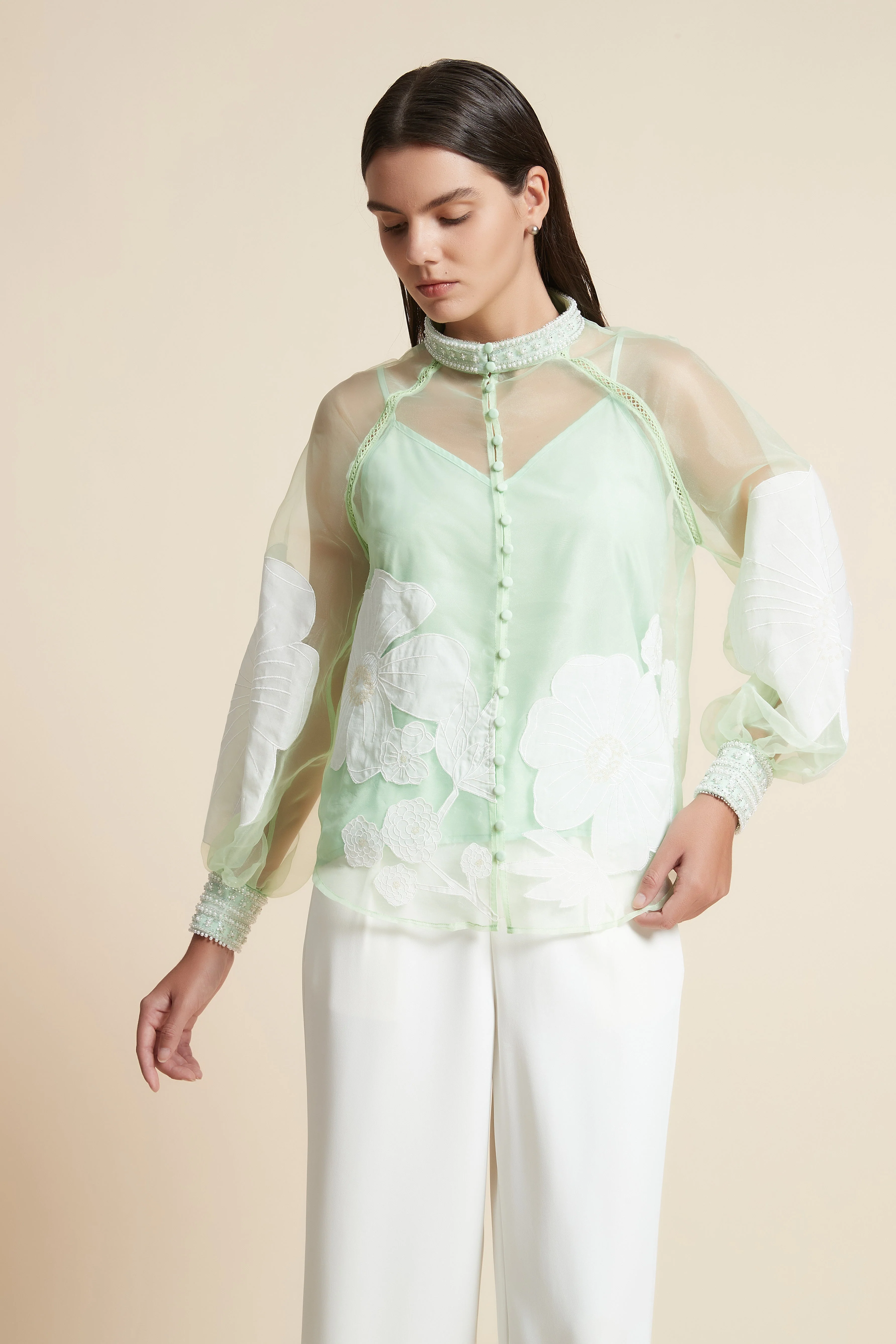 Long Sleeve Floral Print Blouse with Round Neck - Image 3