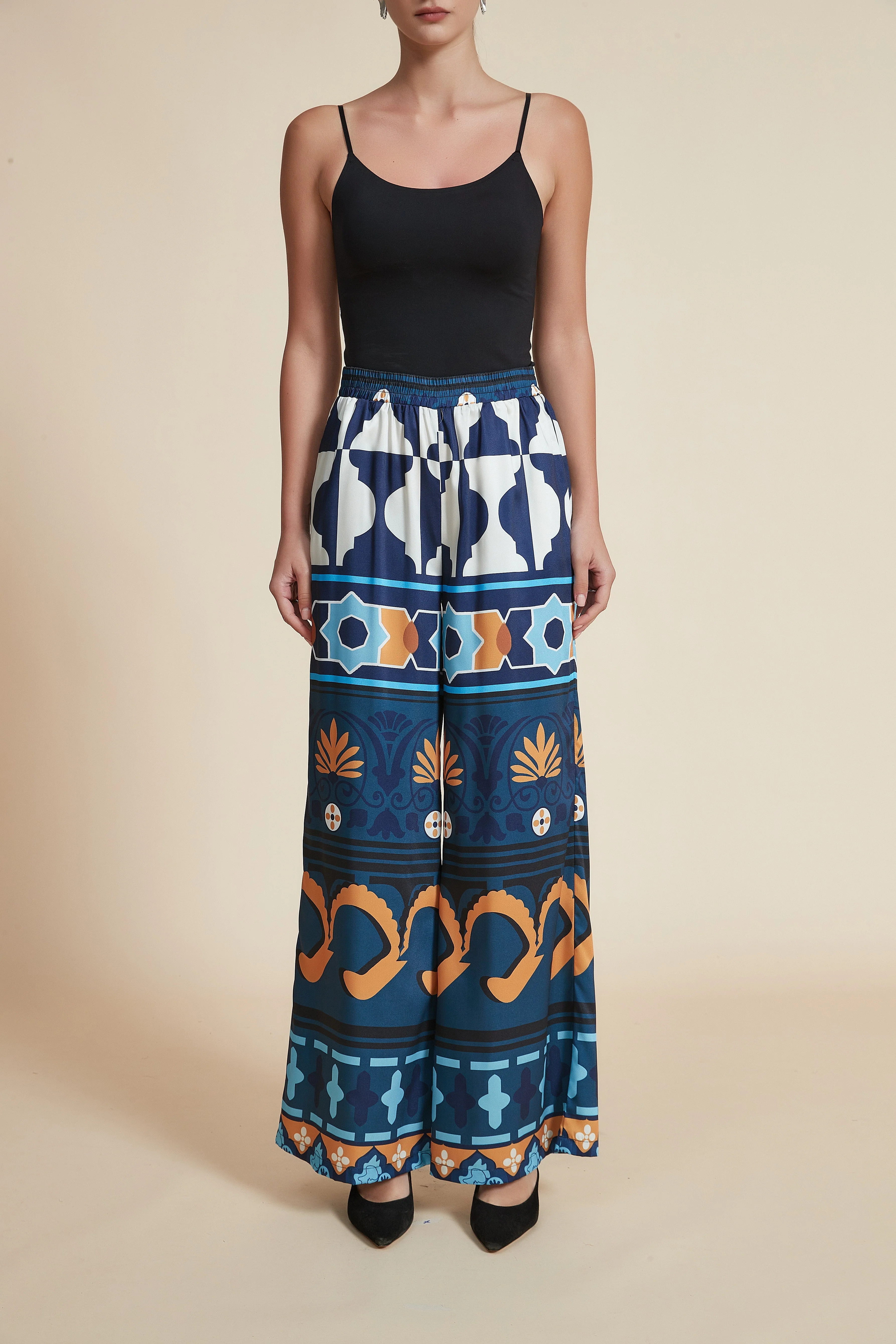 Printed Wide-Leg Long Pants - Image 2