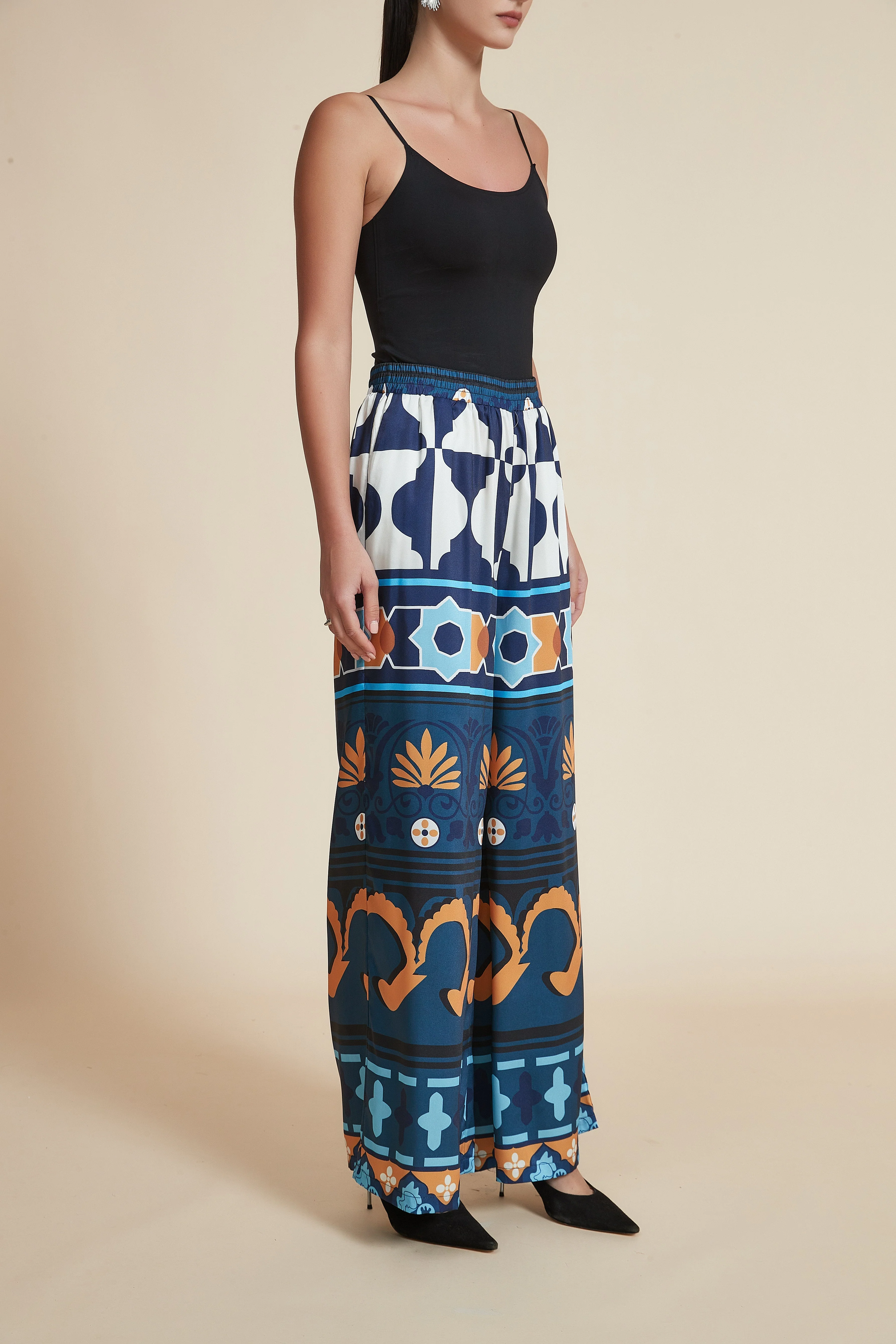 Printed Wide-Leg Long Pants - Image 3