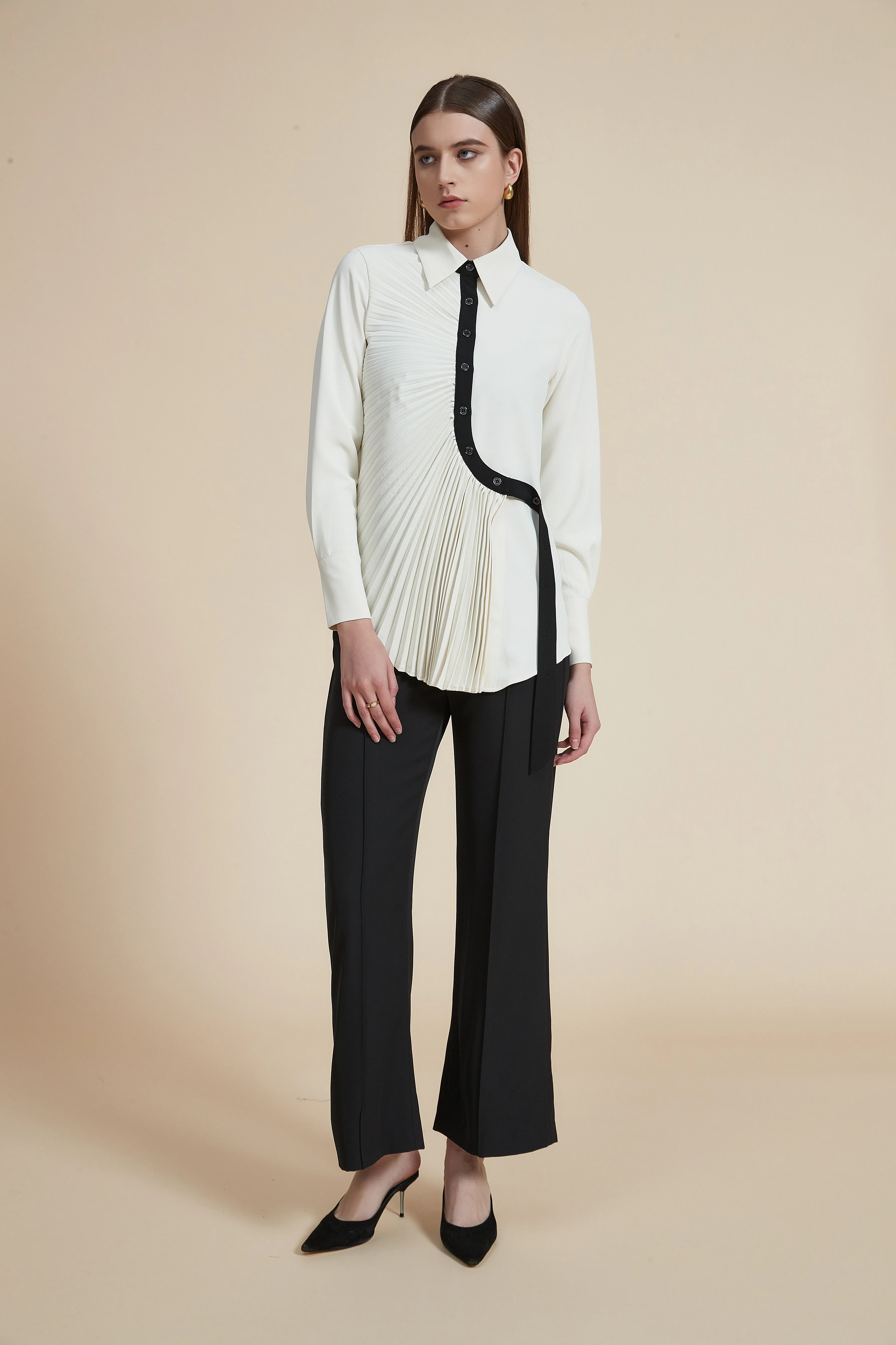 Ruffled long-sleeve blouse - Image 3