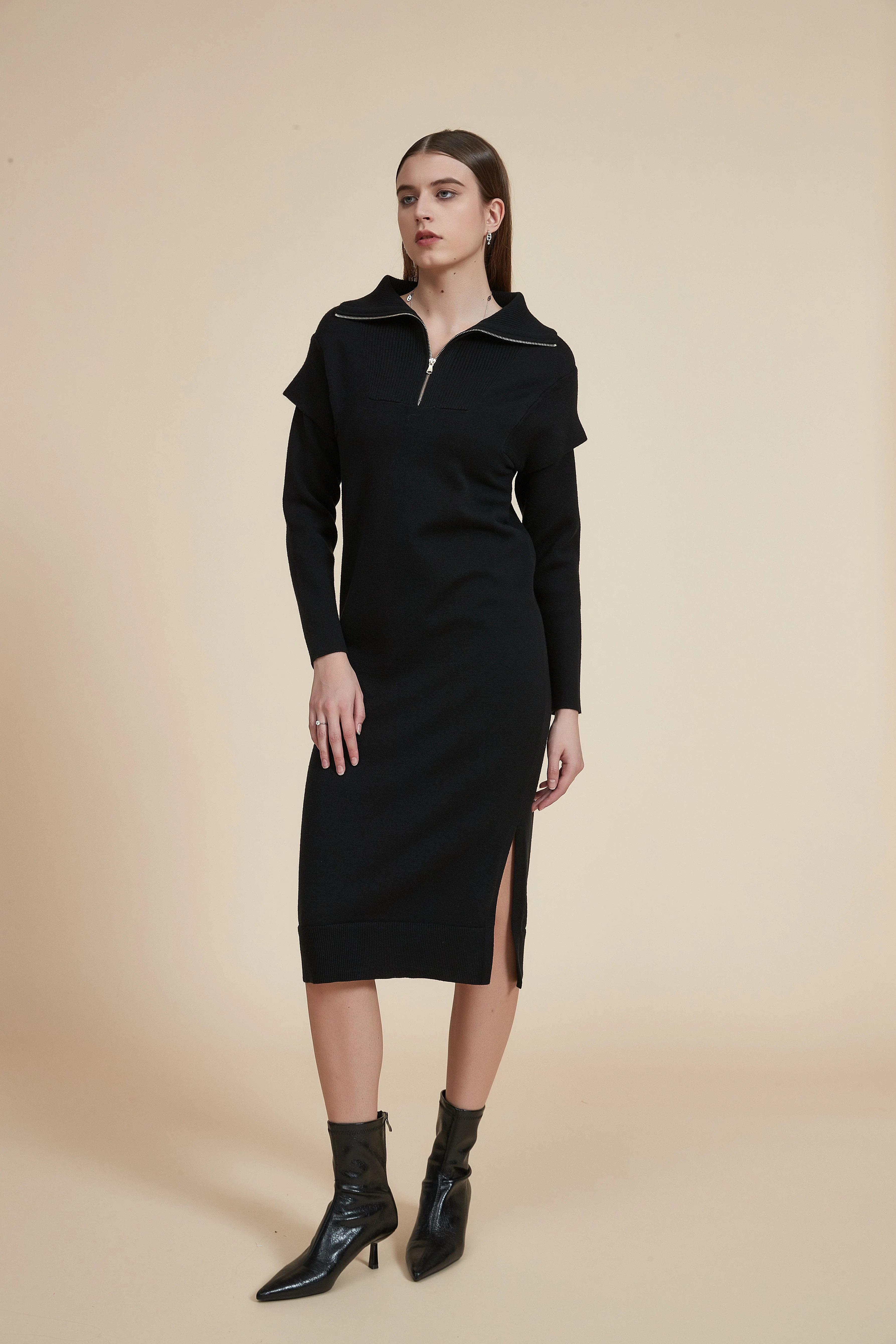 Plain Long Sleeve Midi Dress - Image 3